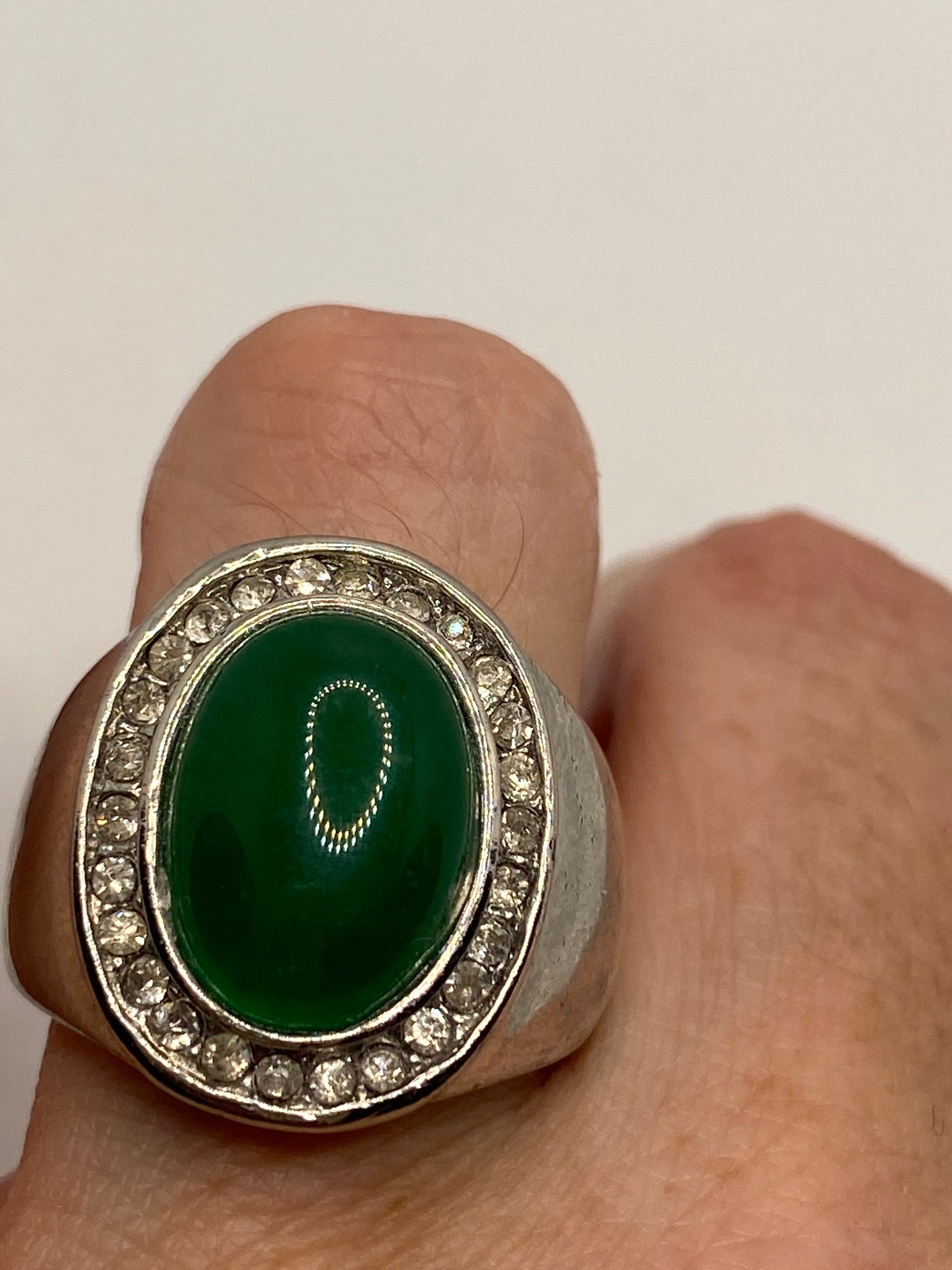 Vintage Lucky Green Nephrite Jade Ring