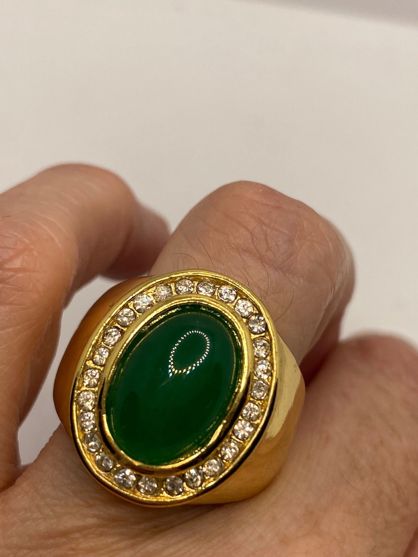 Vintage Lucky Green Nephrite Jade Ring