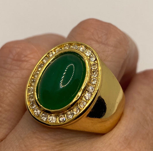 Vintage Lucky Green Nephrite Jade Ring