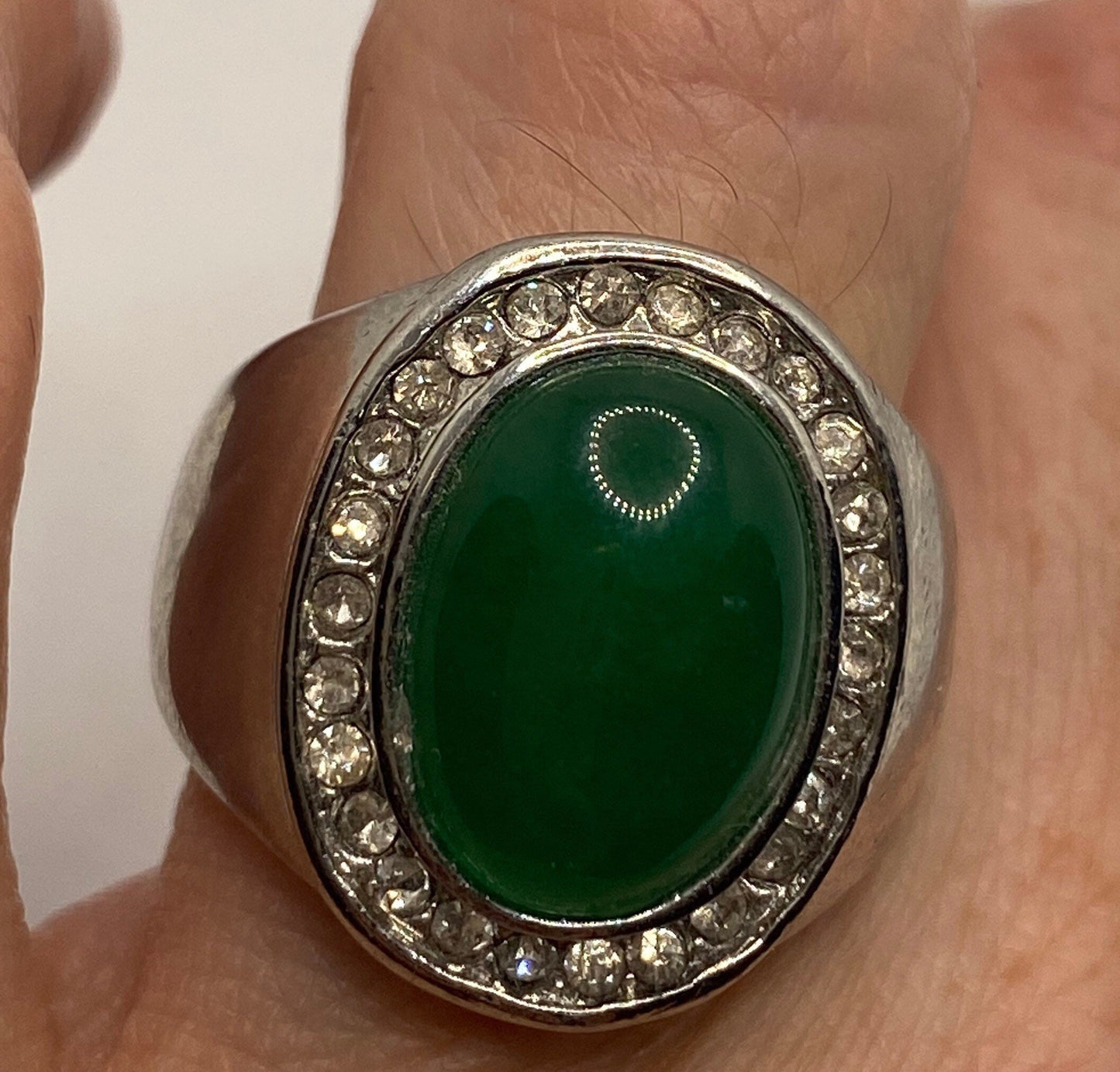 Vintage Lucky Green Nephrite Jade Ring