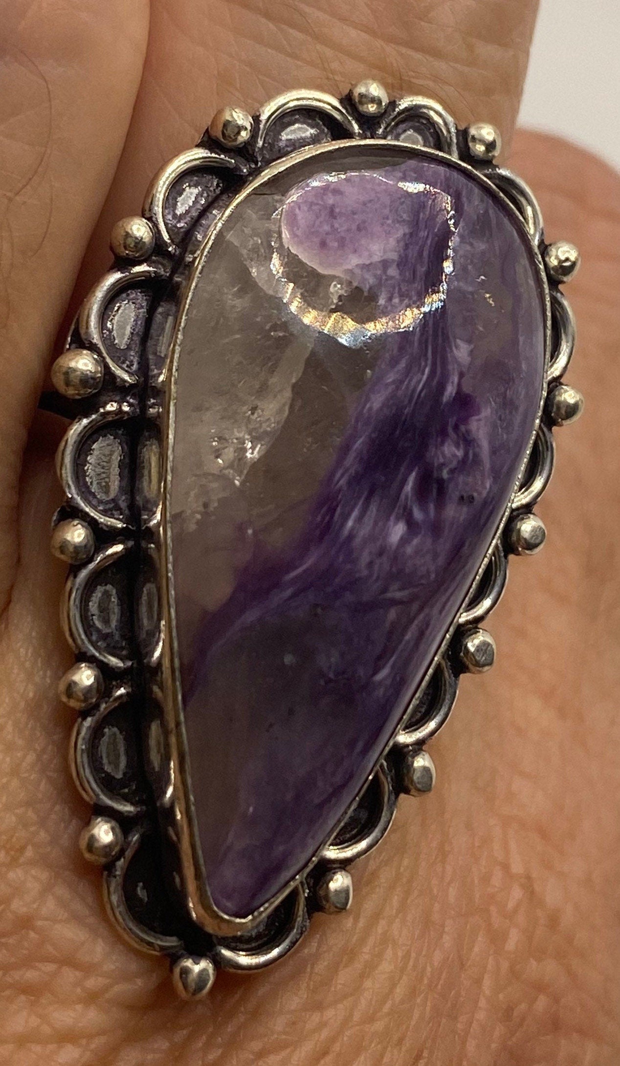 Vintage Genuine Amethyst Lace Agate Ring