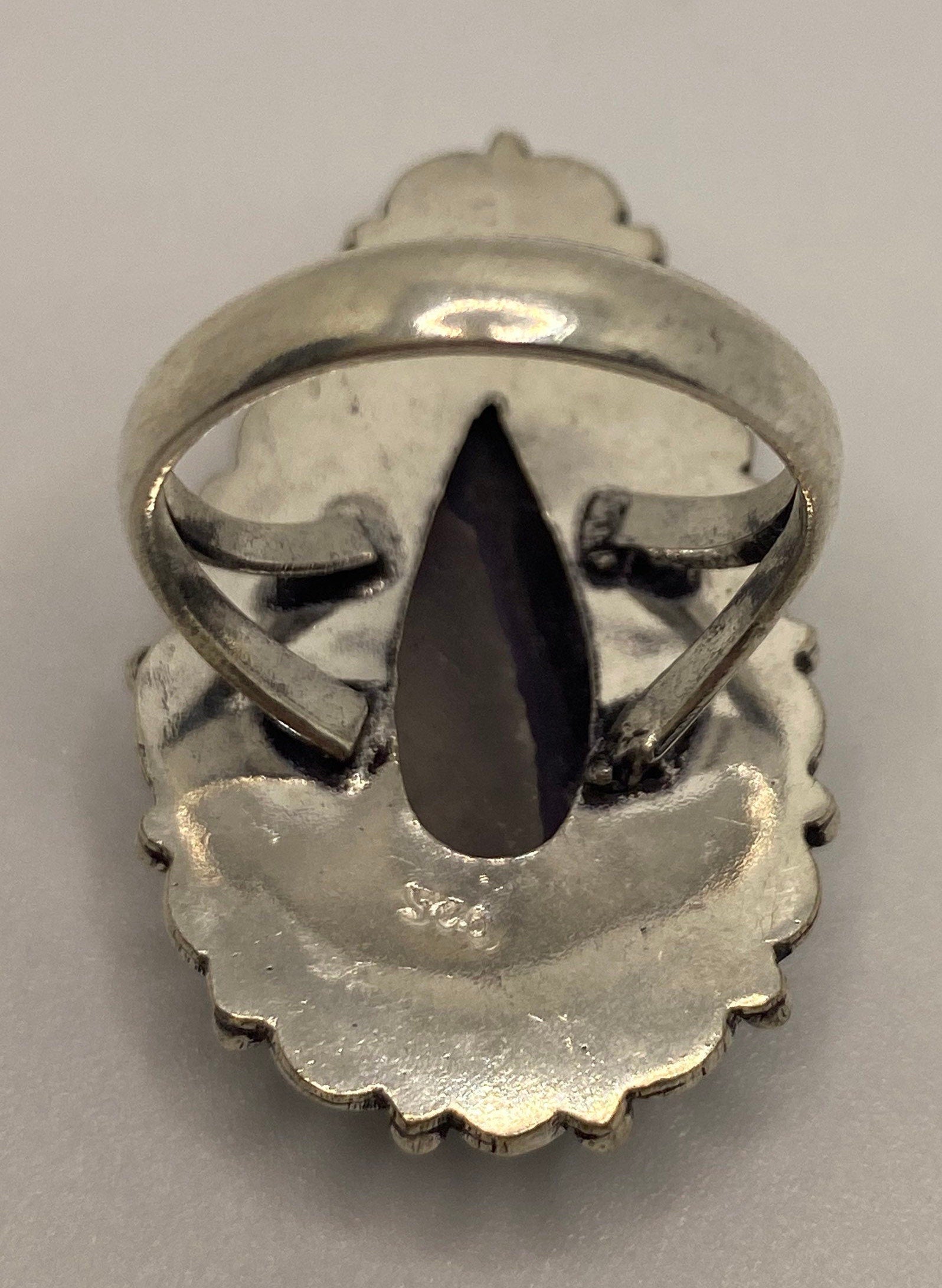 Vintage Genuine Amethyst Lace Agate Ring