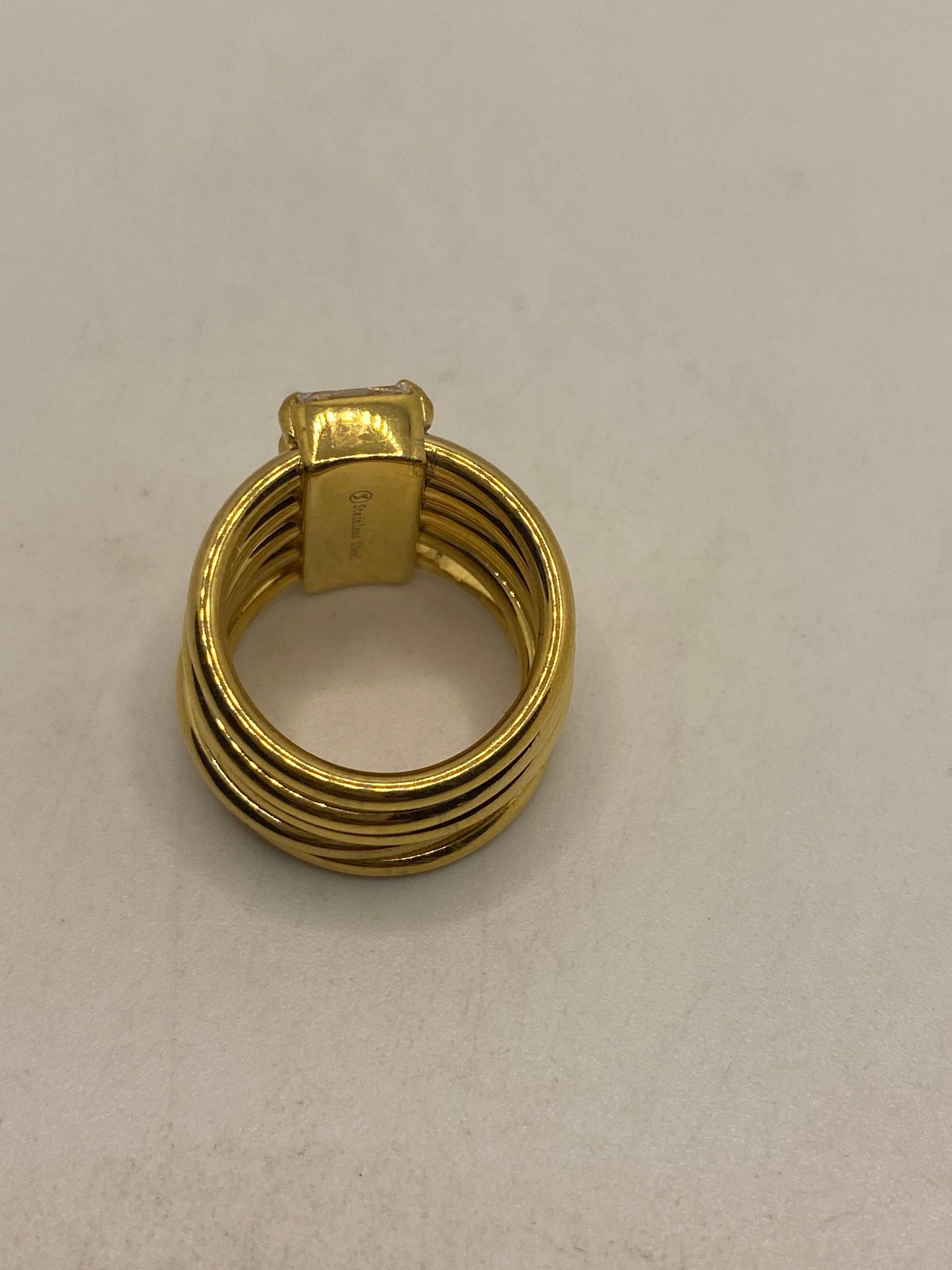 Vintage Austrian Crystal Golden Stainless Steel Harem Ring