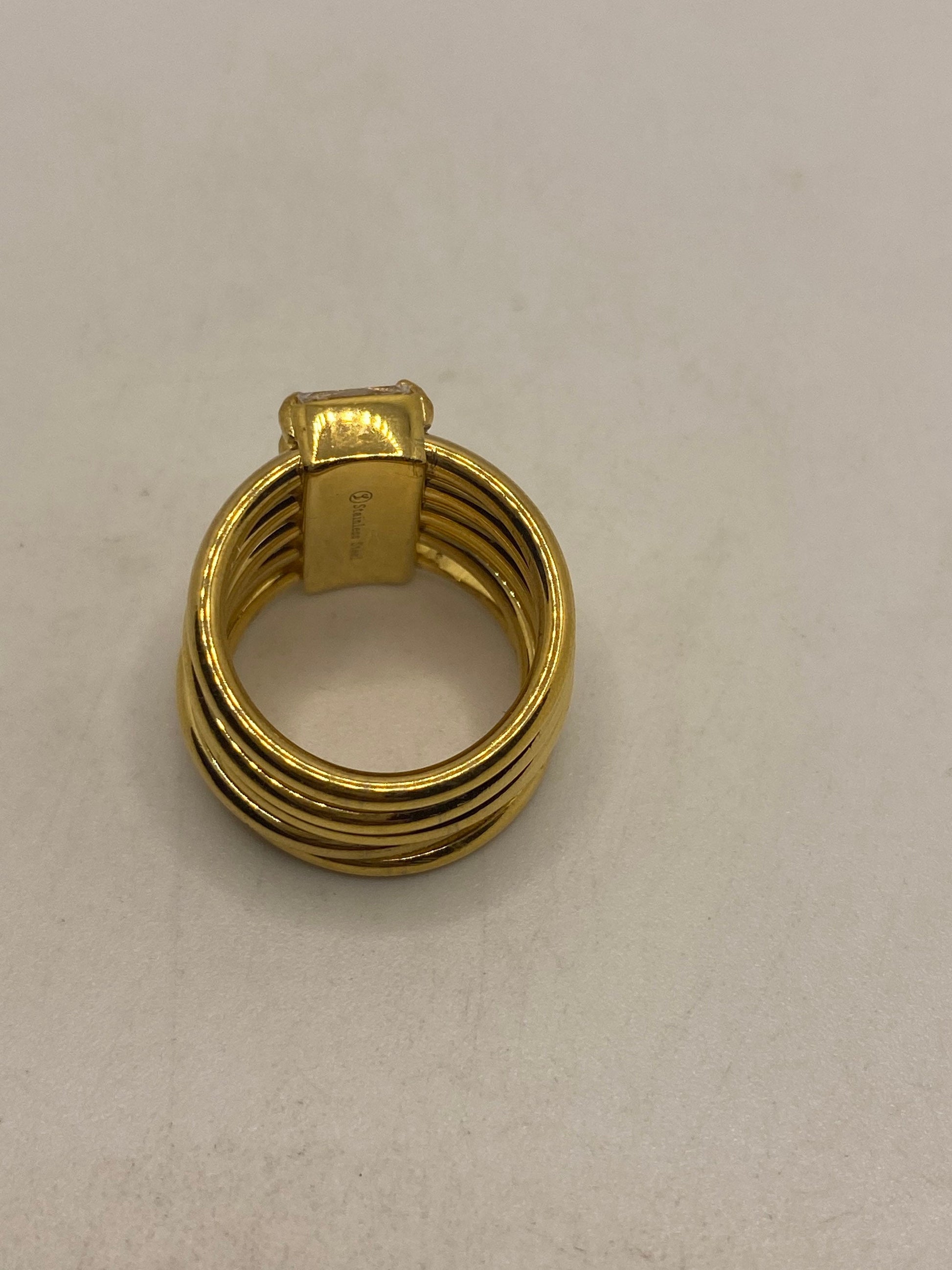 Vintage Austrian Crystal Golden Stainless Steel Harem Ring