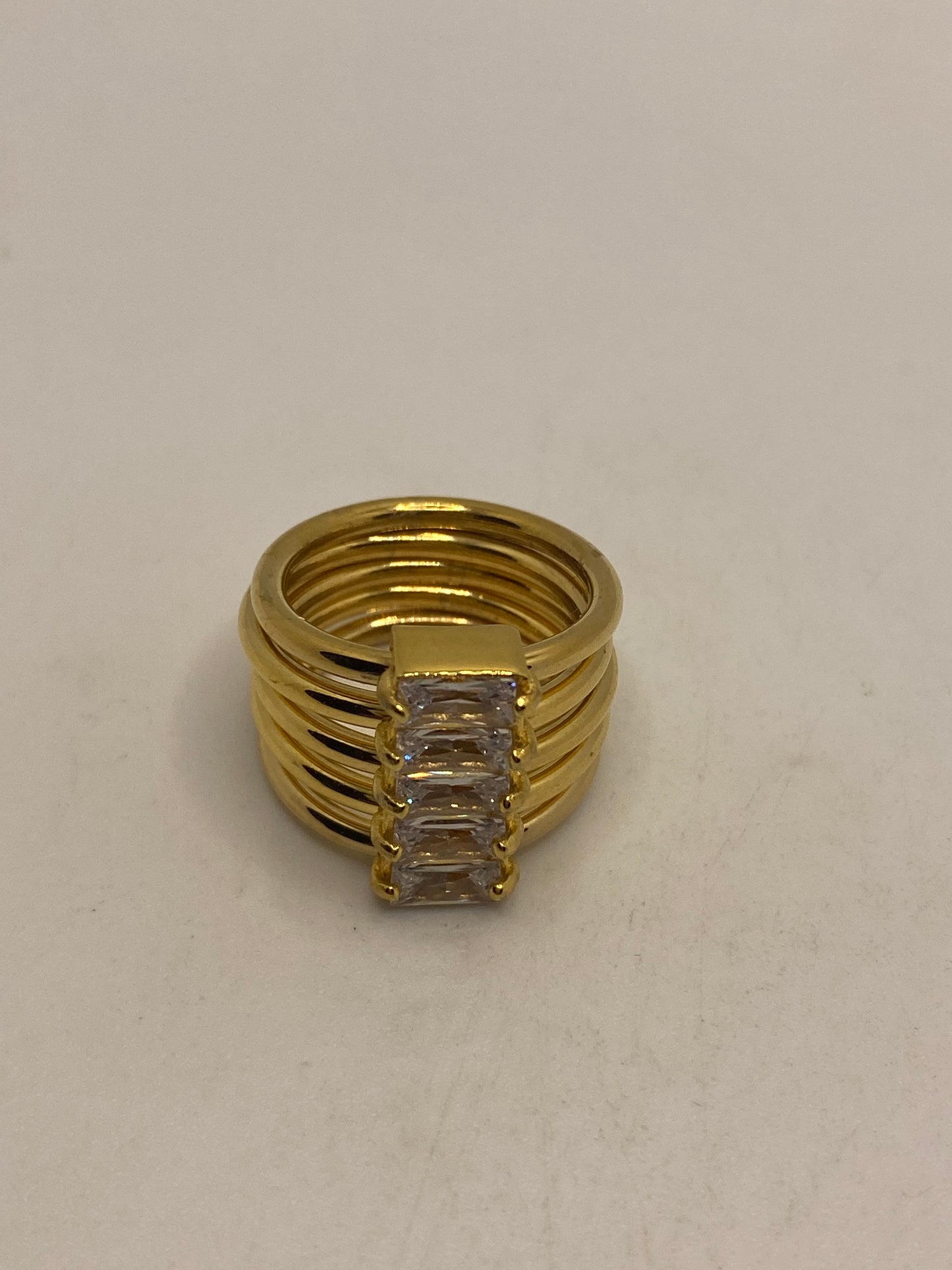 Vintage Austrian Crystal Golden Stainless Steel Harem Ring