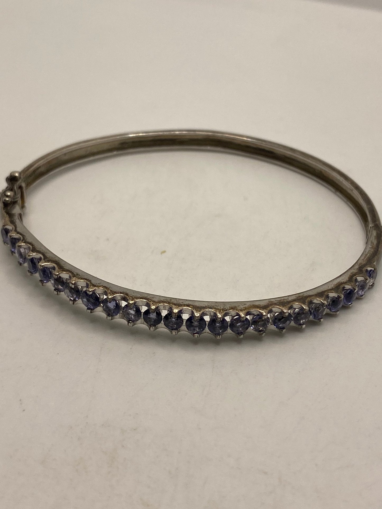 Vintage Blue Iolite Bangle 925 Sterling Silver Bracelet