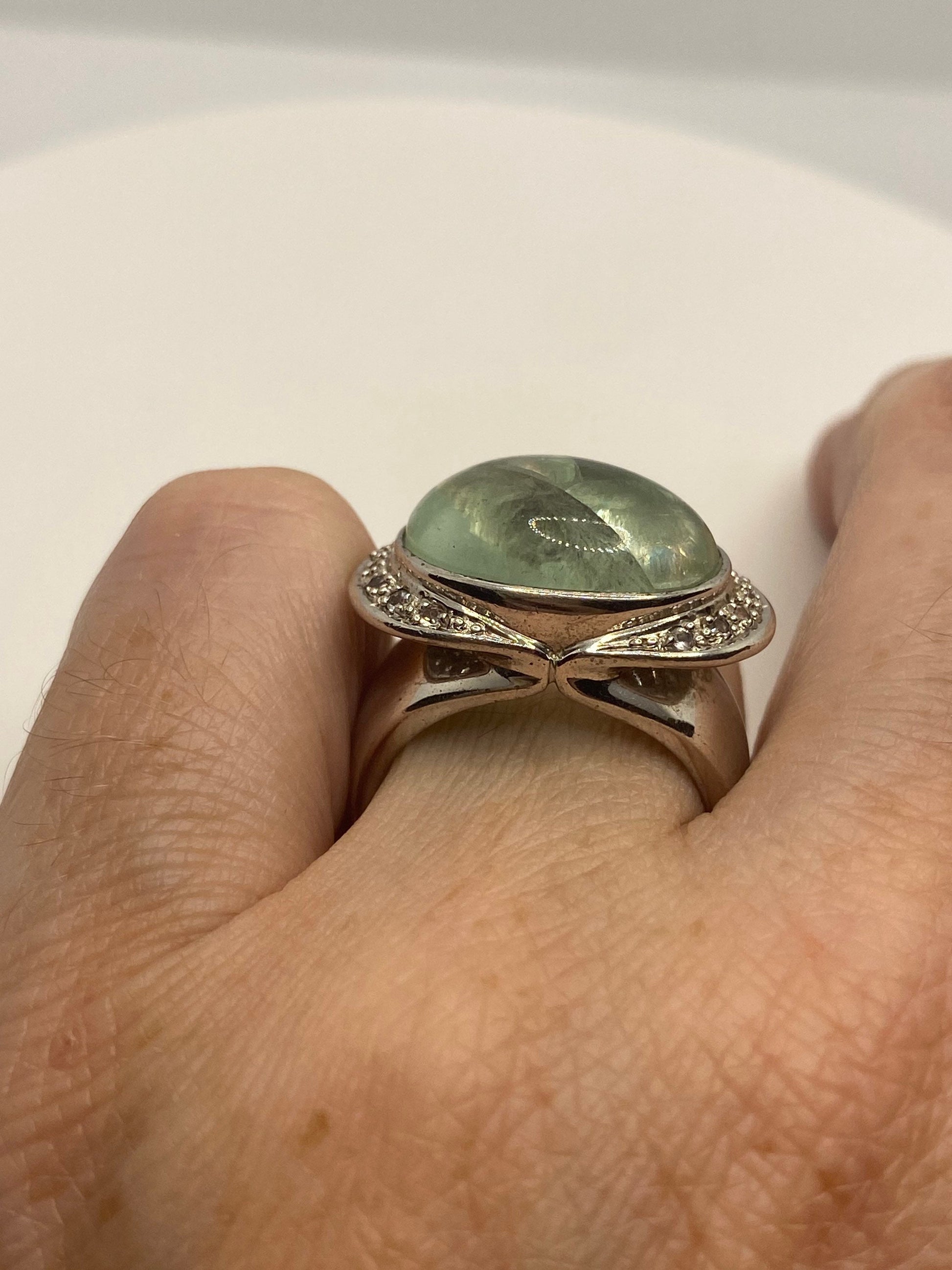 Vintage genuine blue topaz 925 sterling silver Ring