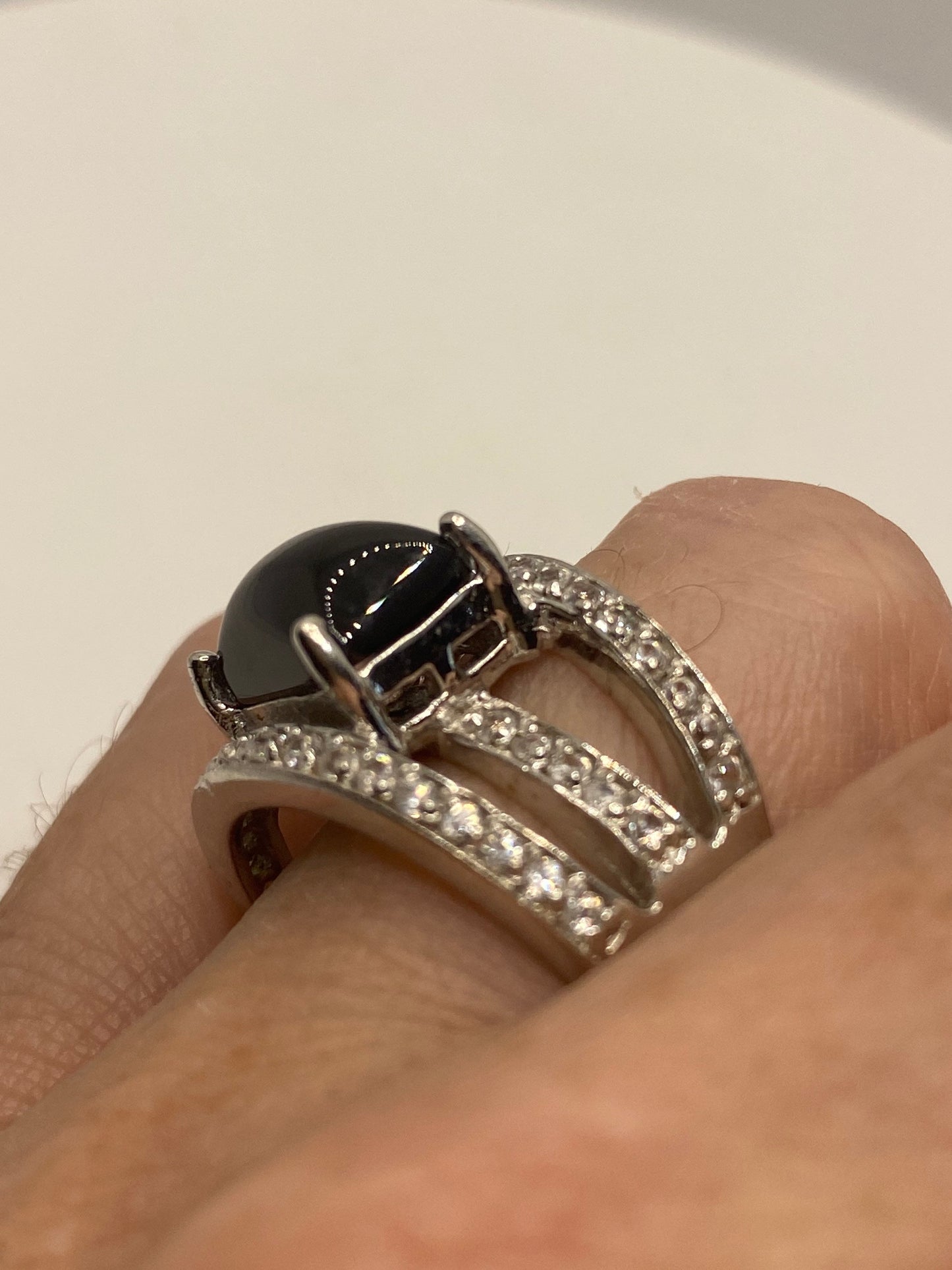 Vintage Black Onyx 925 Sterling Silver Ring