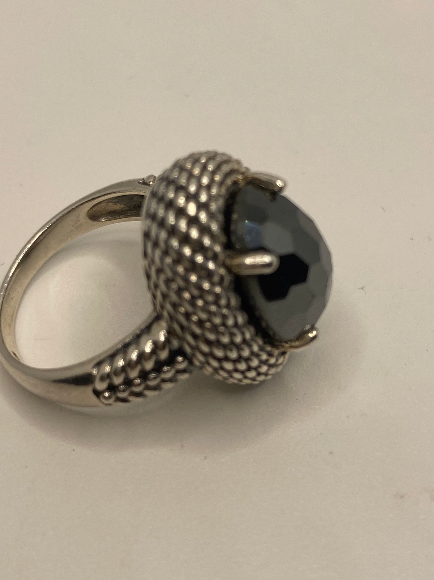 Vintage Black Hematite 925 Sterling Silver Ring