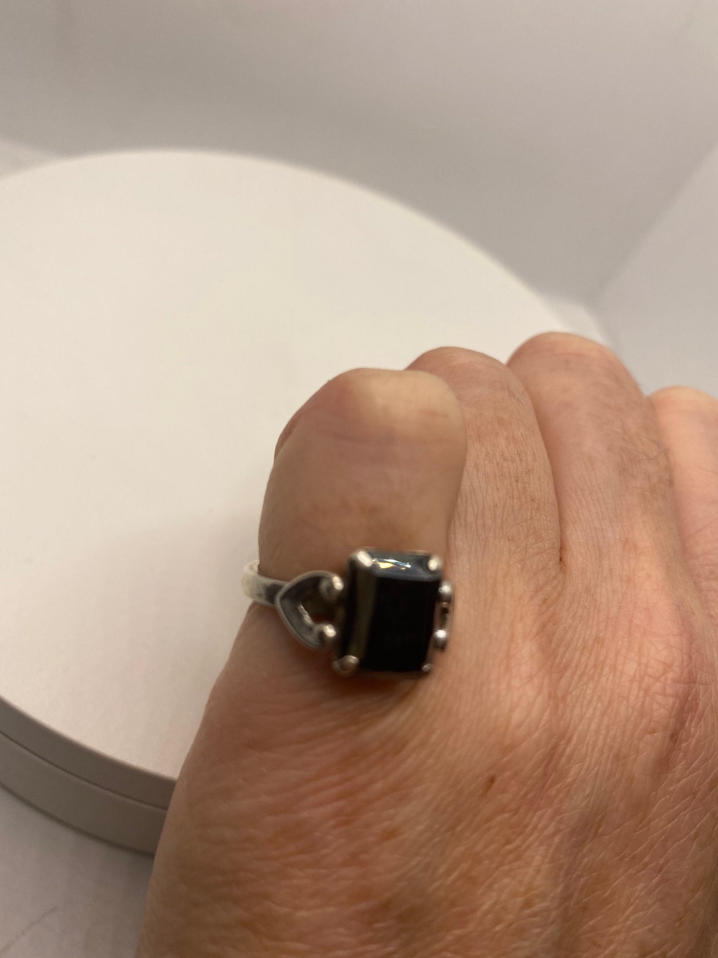 Vintage Black Hematite 925 Sterling Silver Ring