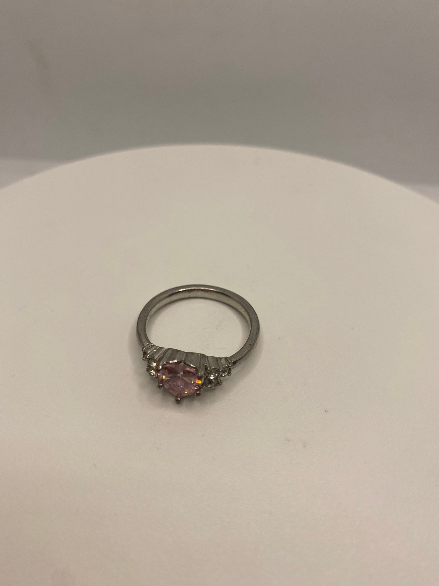 Vintage Pink Ice CZ White Sapphire Deco Ring 925 Sterling Silver