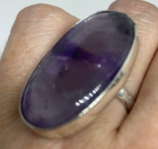 Purple Amethyst in Silver Ring Size 8 Vintage