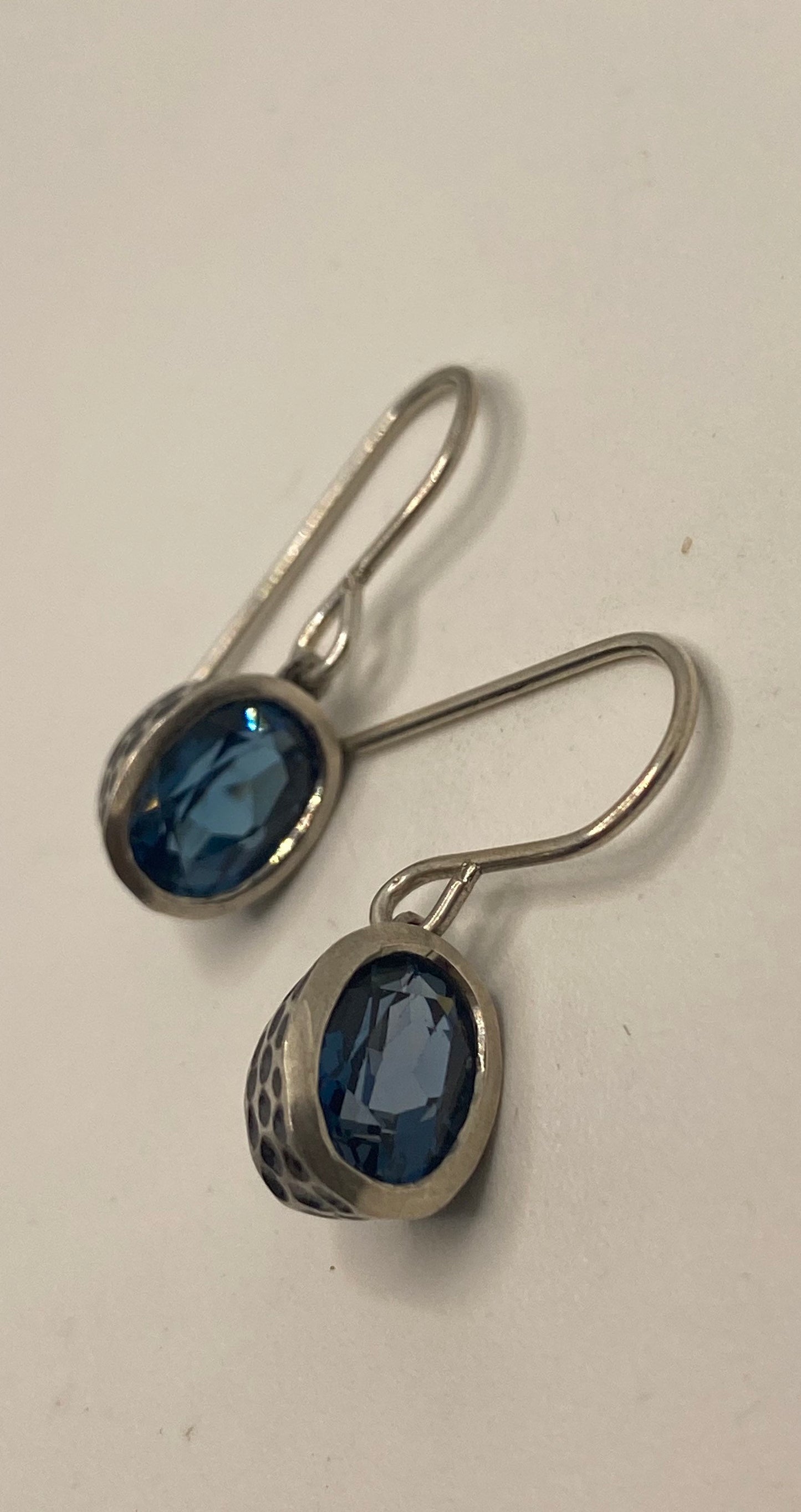 Vintage Genuine Blue Topaz Gemstone 925 Sterling Silver Earrings