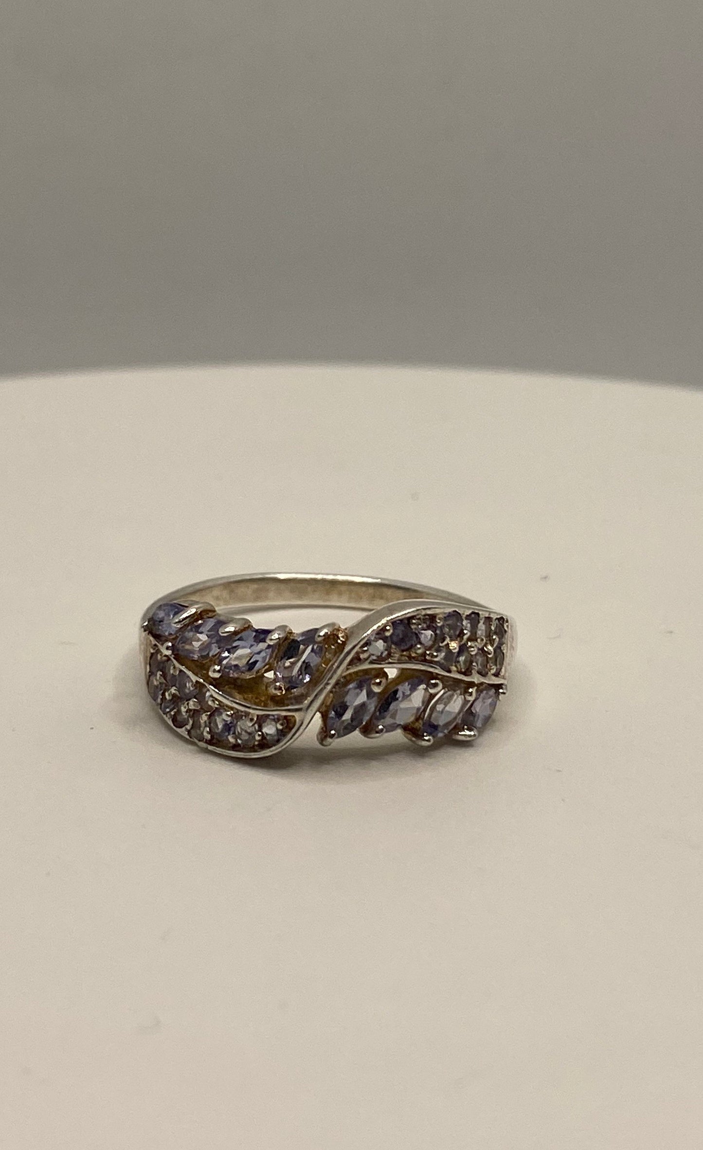 Vintage Blue Tanzanite Setting 925 Sterling Silver Gothic Cocktail Ring Size 10