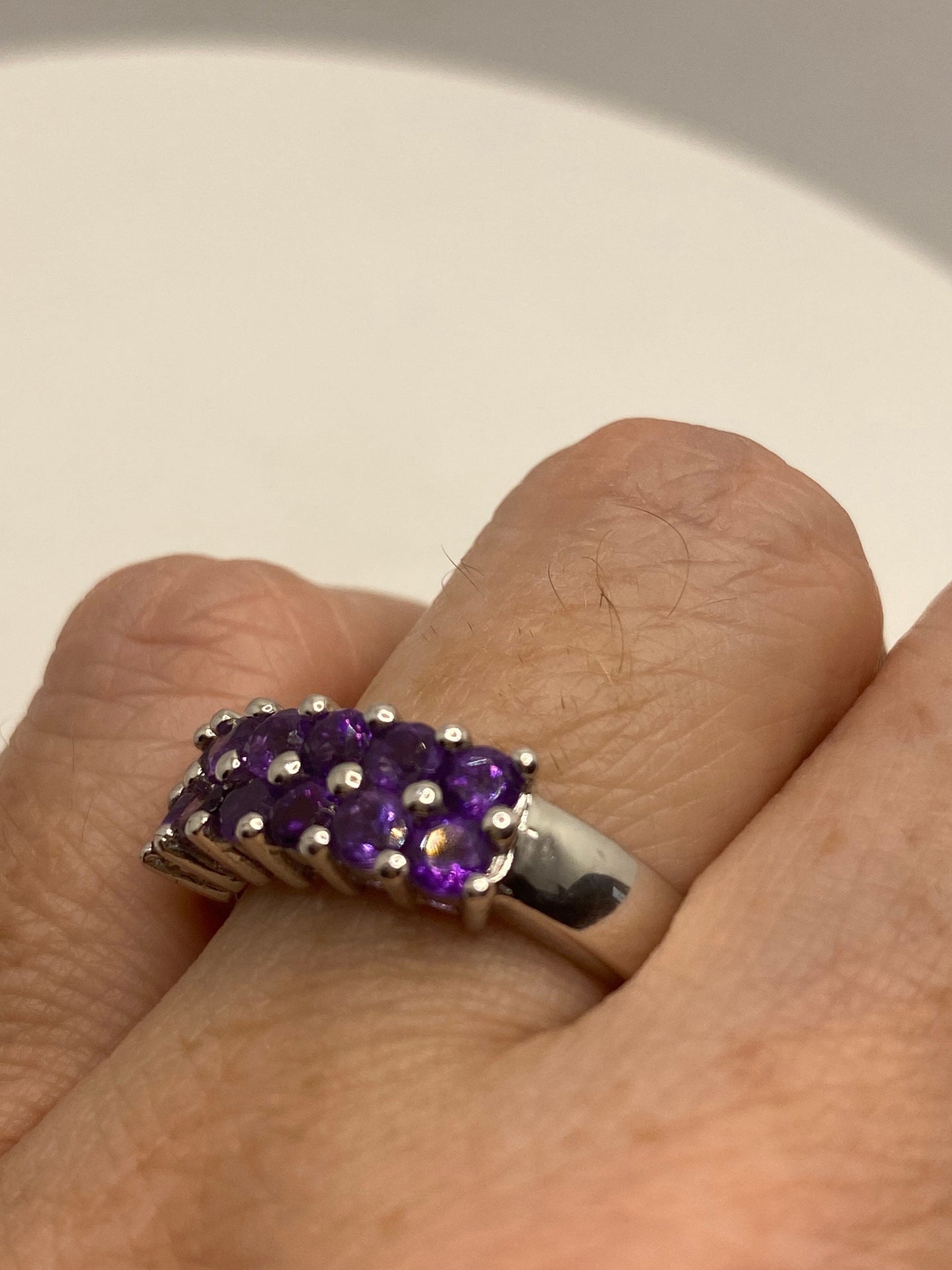 Vintage Purple Amethyst Filigree Setting 925 Sterling Silver Gothic Ring