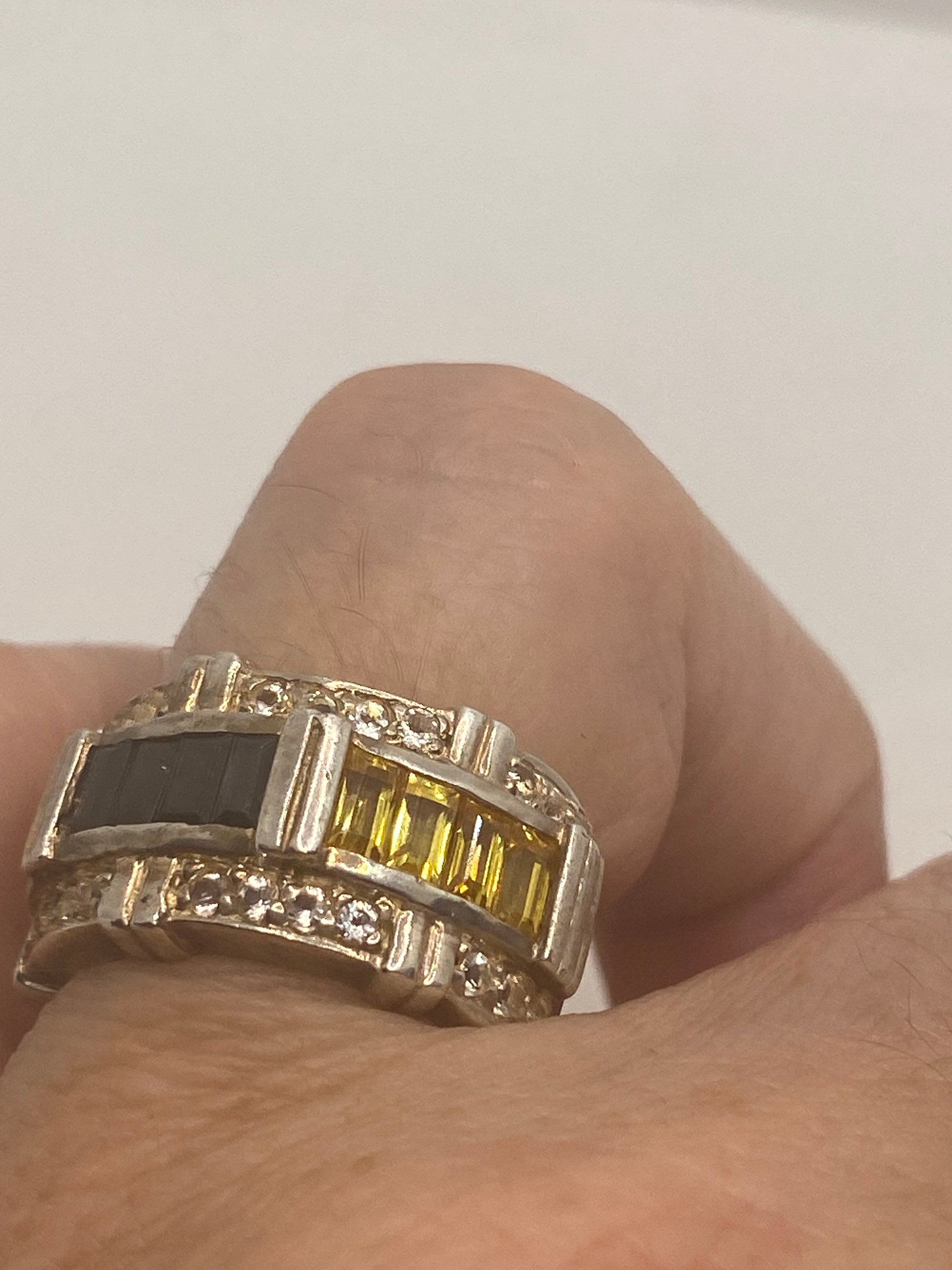 Vintage Blue Sapphire 925 Sterling Silver Deco Ring Size 5