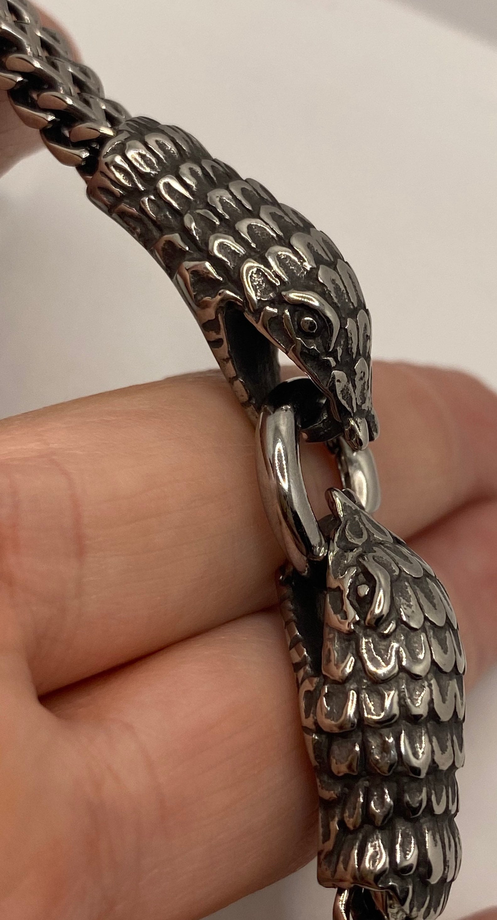 Vintage Style Unisex Mens Stainless Steel Snake Bracelet