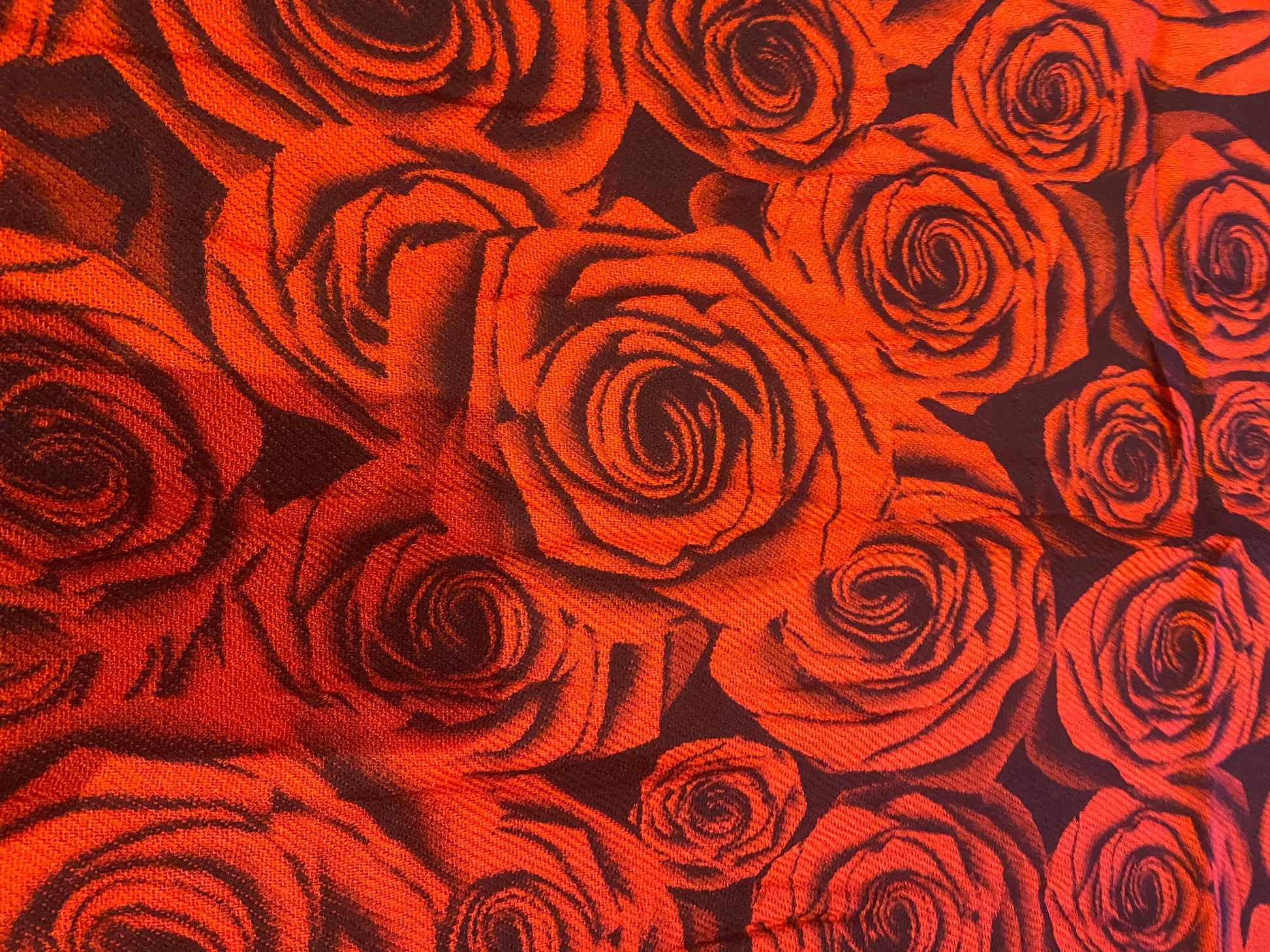 Vintage Valentine Red Black Rose Pashmina Wrap Shawl Scarf