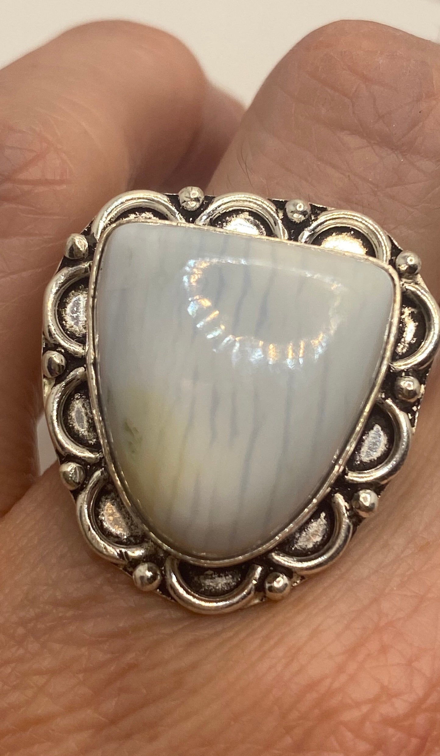 Vintage Lace Agate Silver Ring