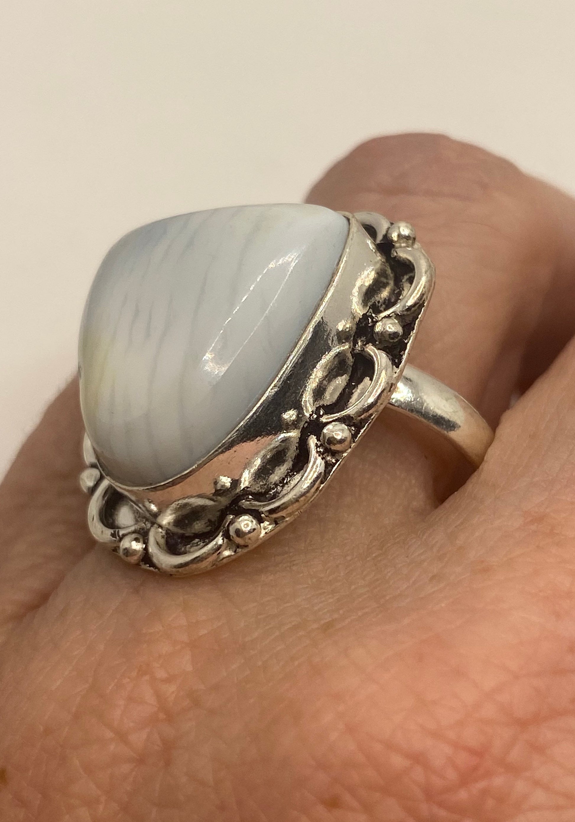 Vintage Lace Agate Silver Ring