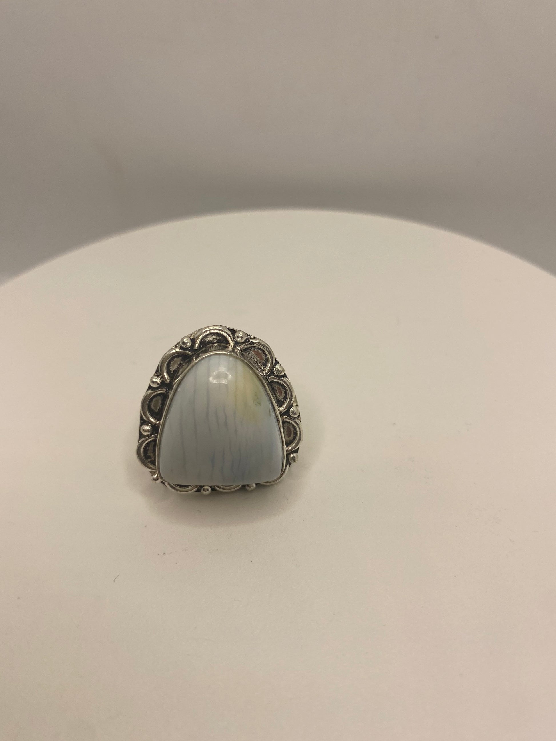 Vintage Lace Agate Silver Ring