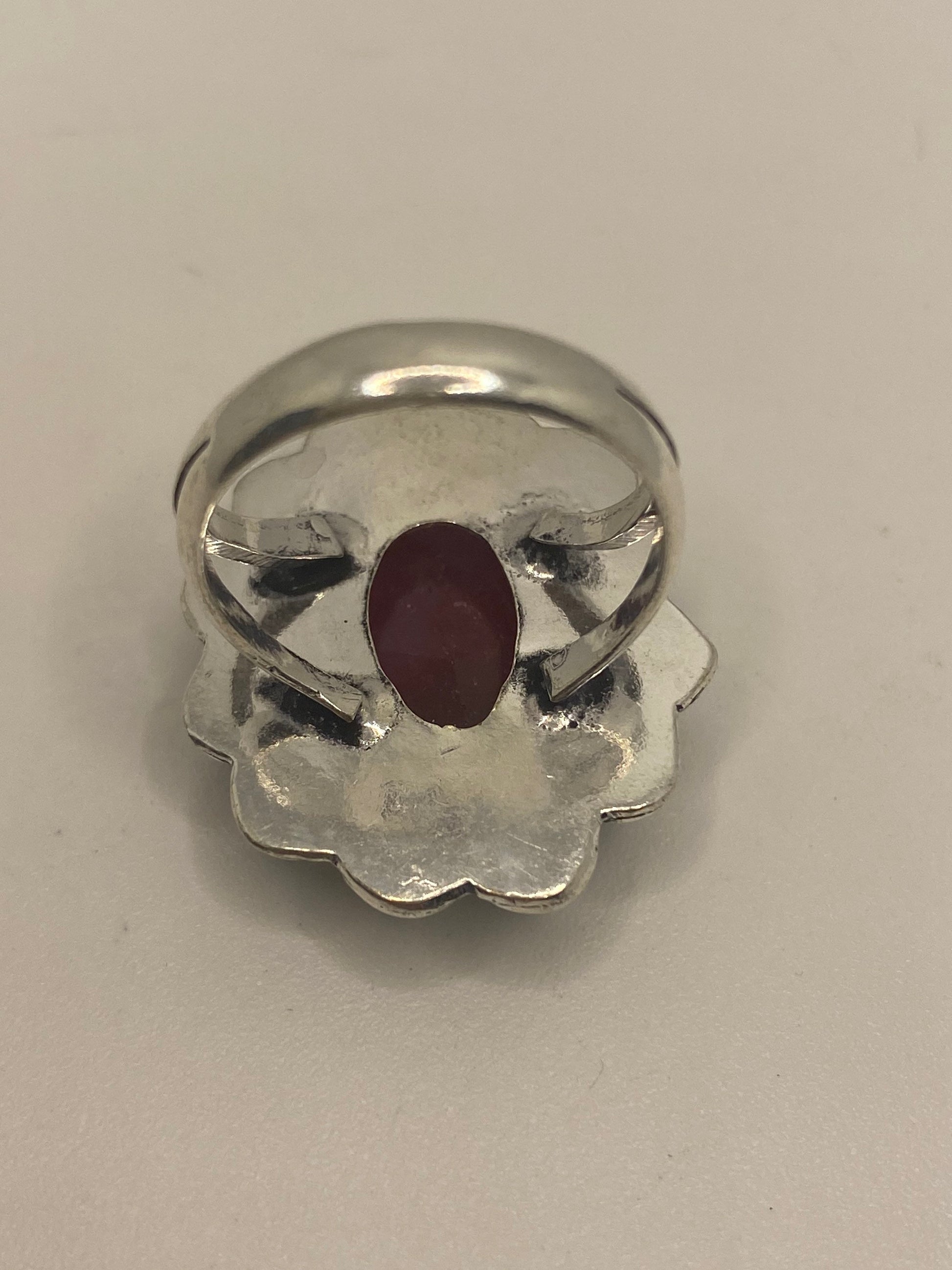 Vintage Handmade Raw Pink Ruby Silver Gothic Ring