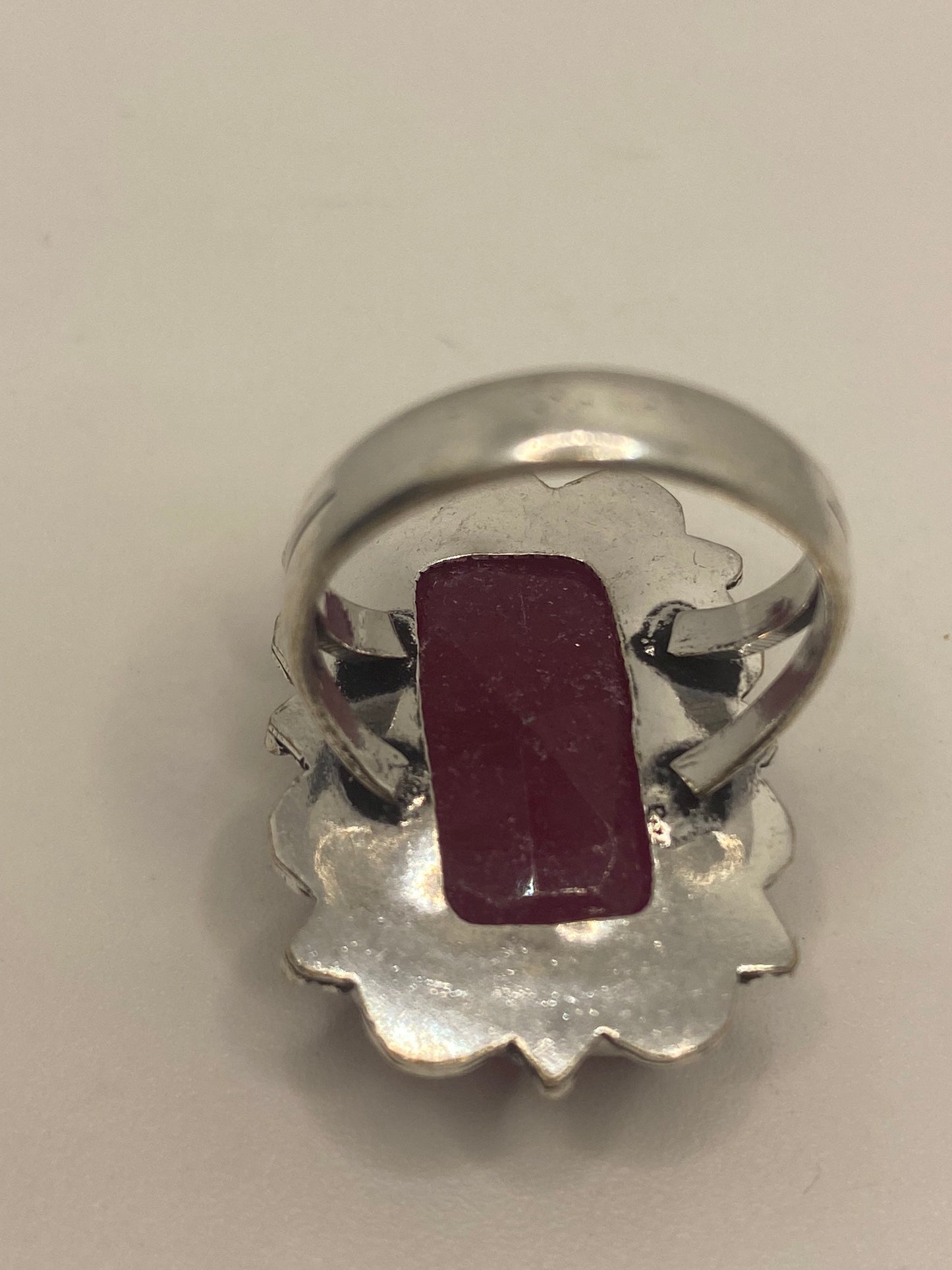 Vintage Handmade Raw Pink Ruby Silver Gothic Ring