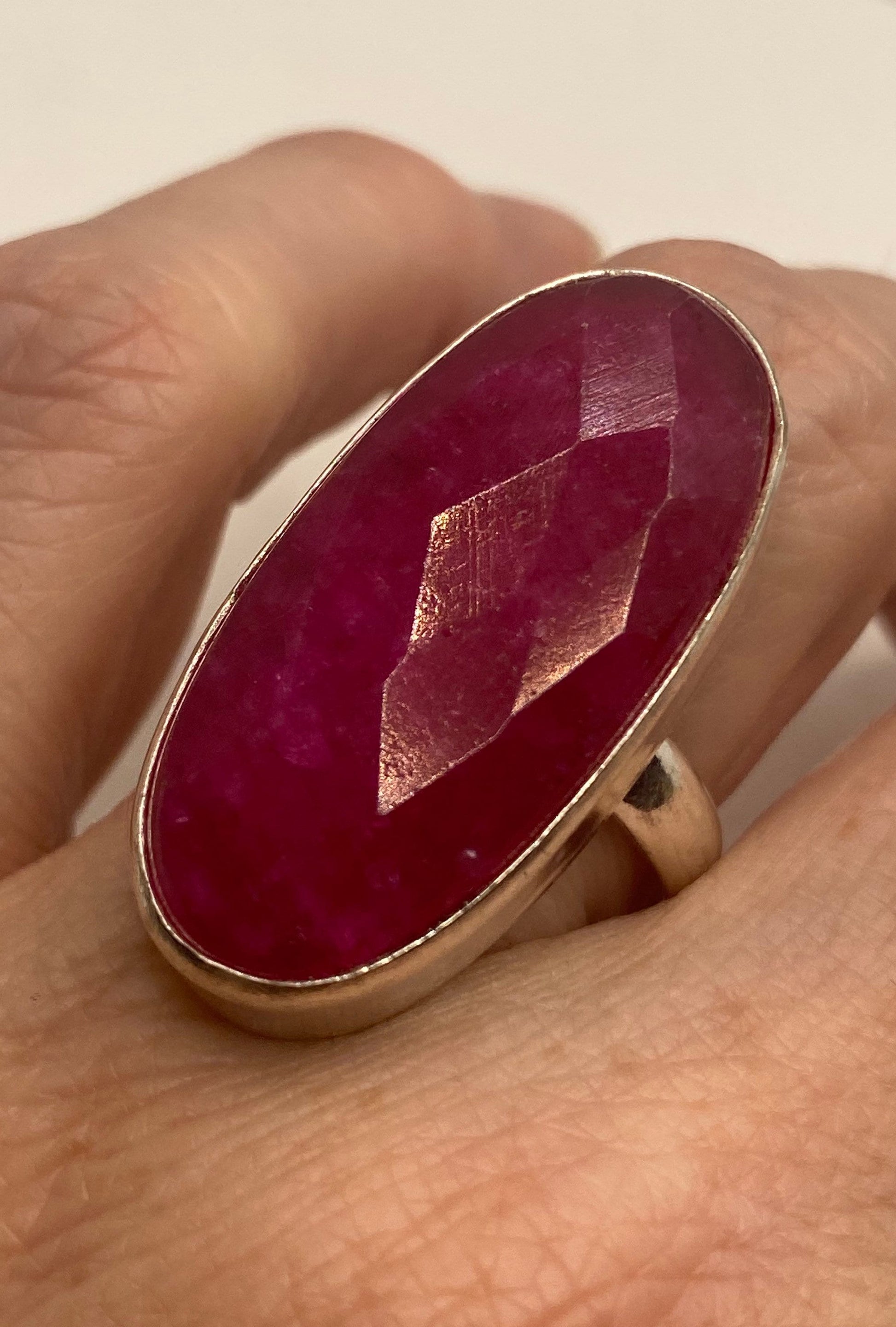 Vintage Handmade Raw Pink Ruby Silver Gothic Ring