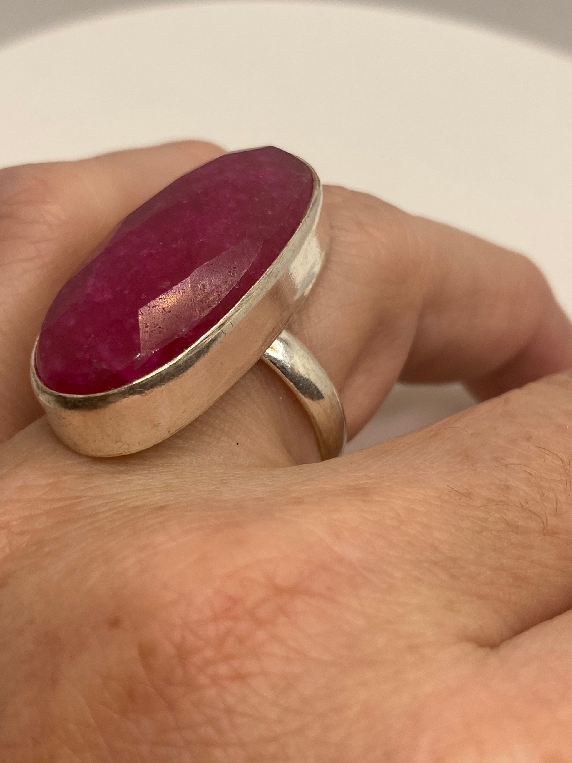 Vintage Handmade Raw Pink Ruby Silver Gothic Ring