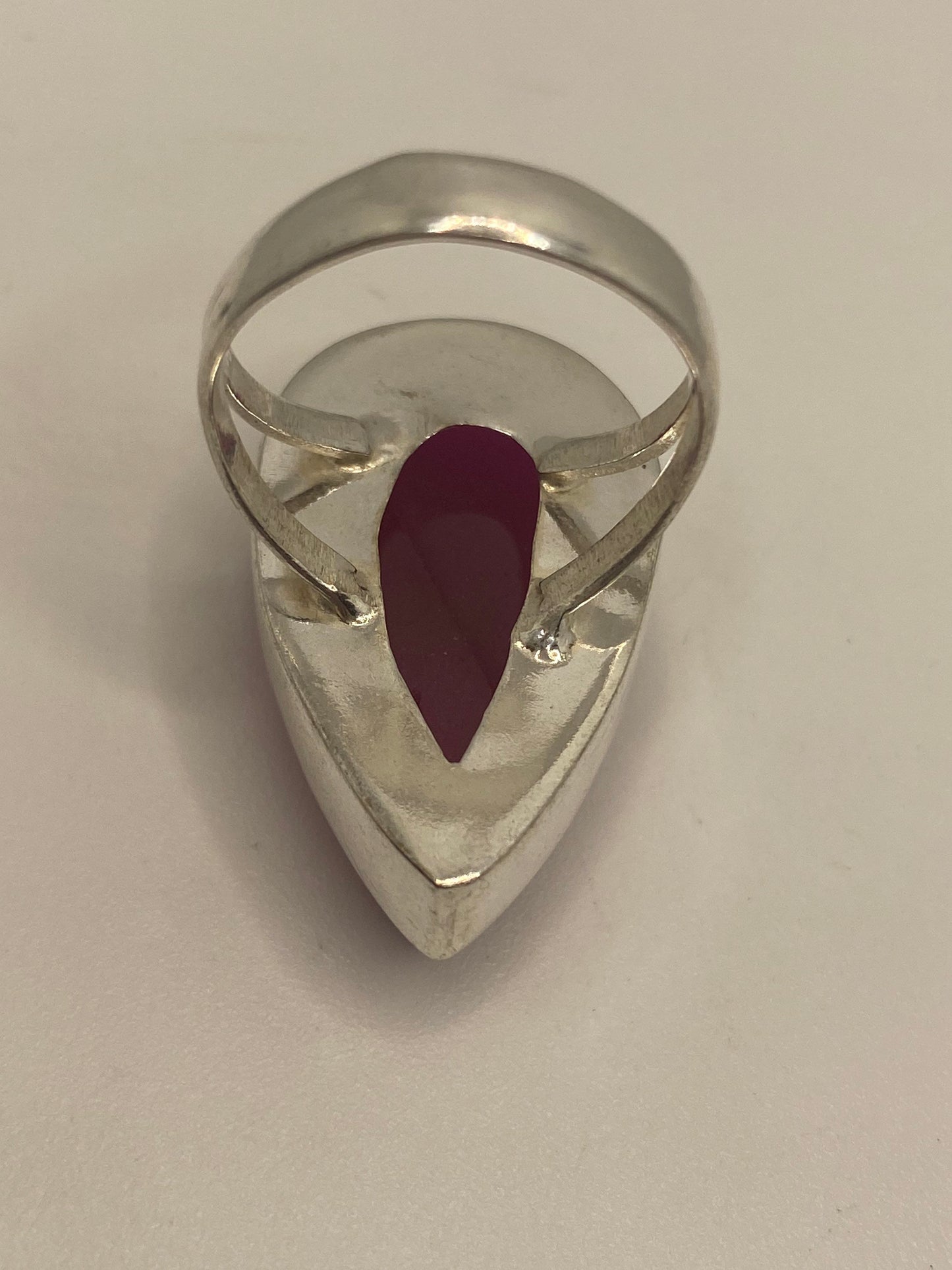 Vintage Handmade Raw Pink Ruby Silver Gothic Ring