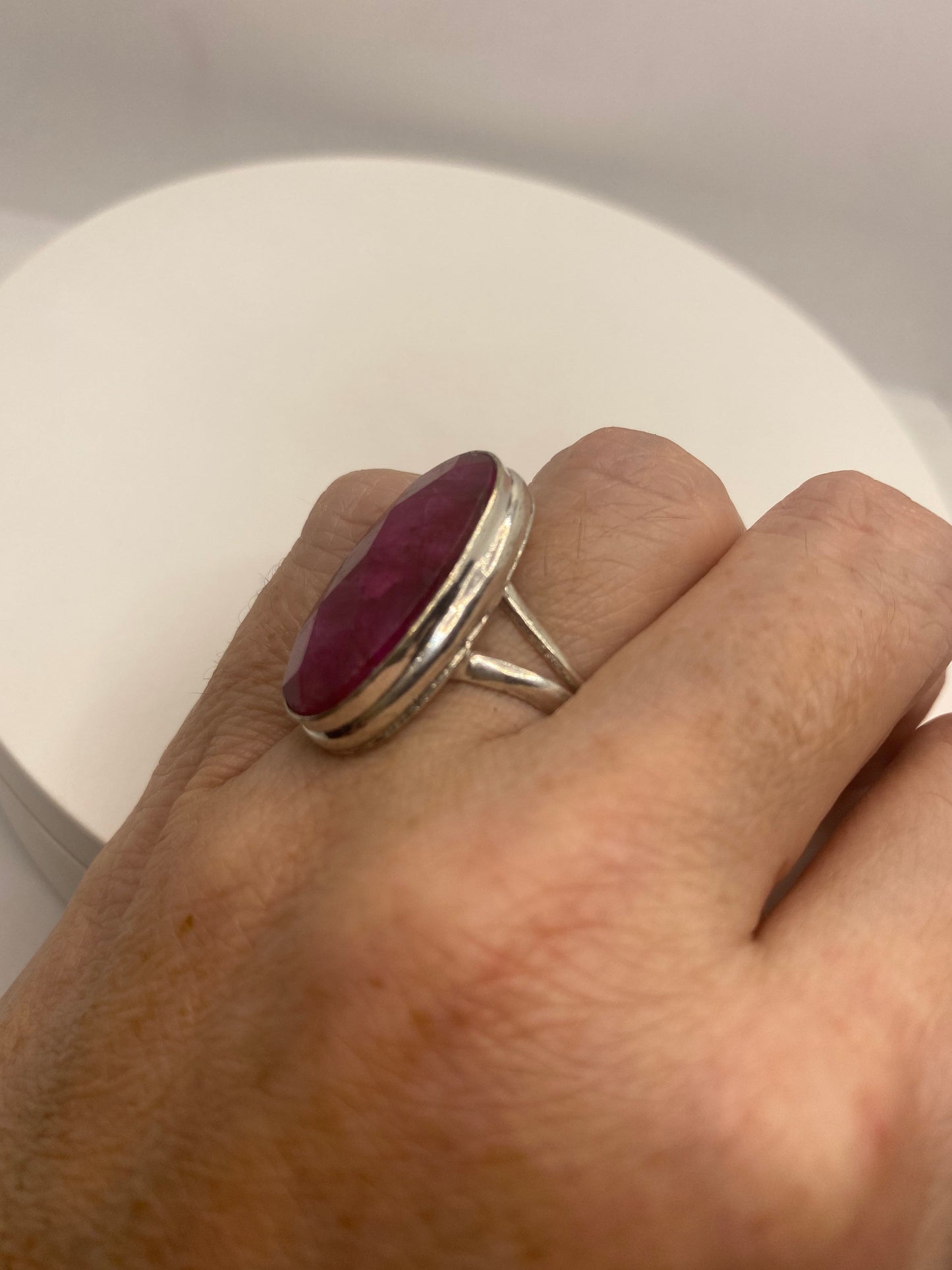 Vintage Handmade Raw Pink Ruby Silver Gothic Ring