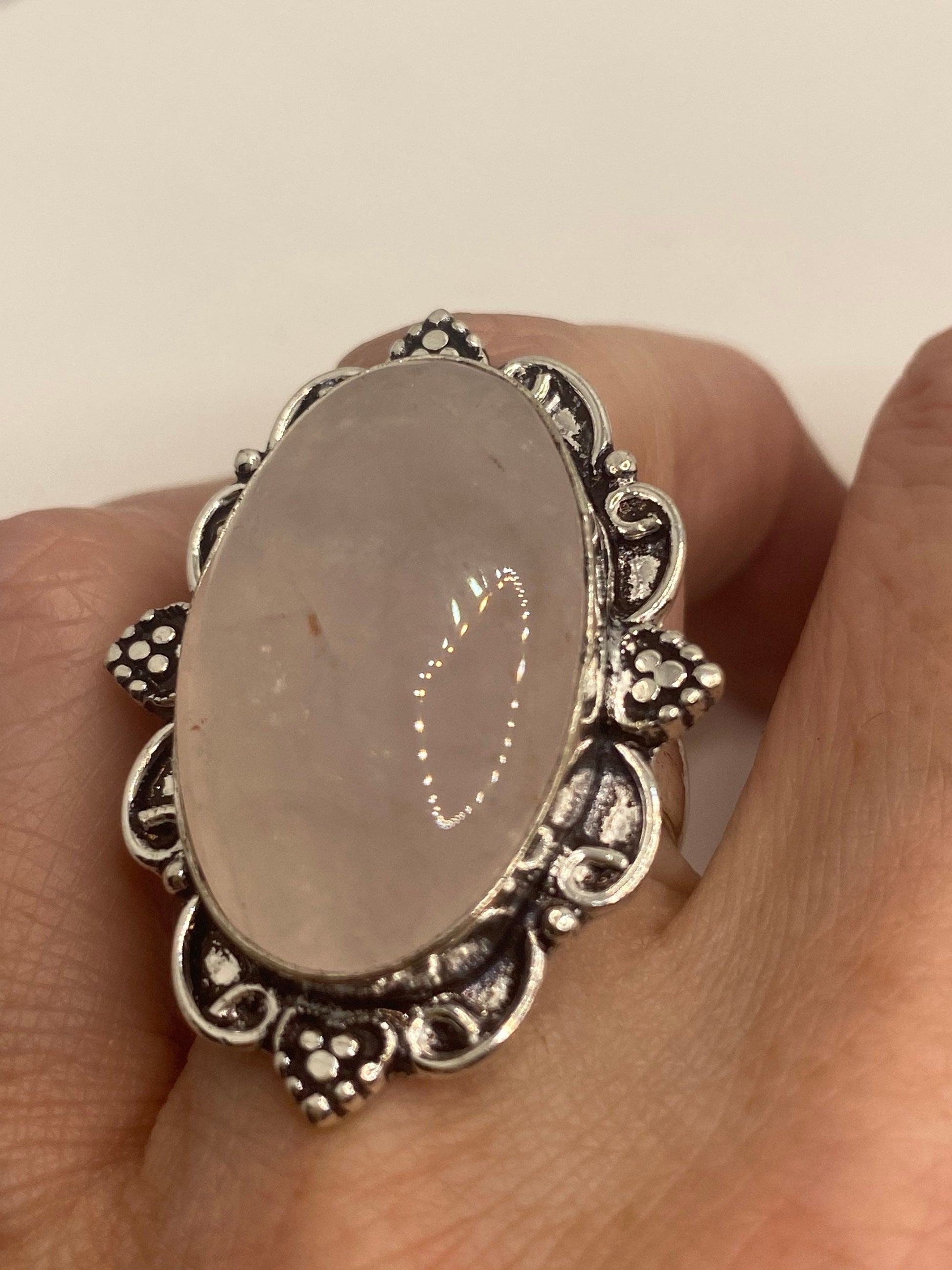 Vintage Genuine Rose Quartz Silver Ring