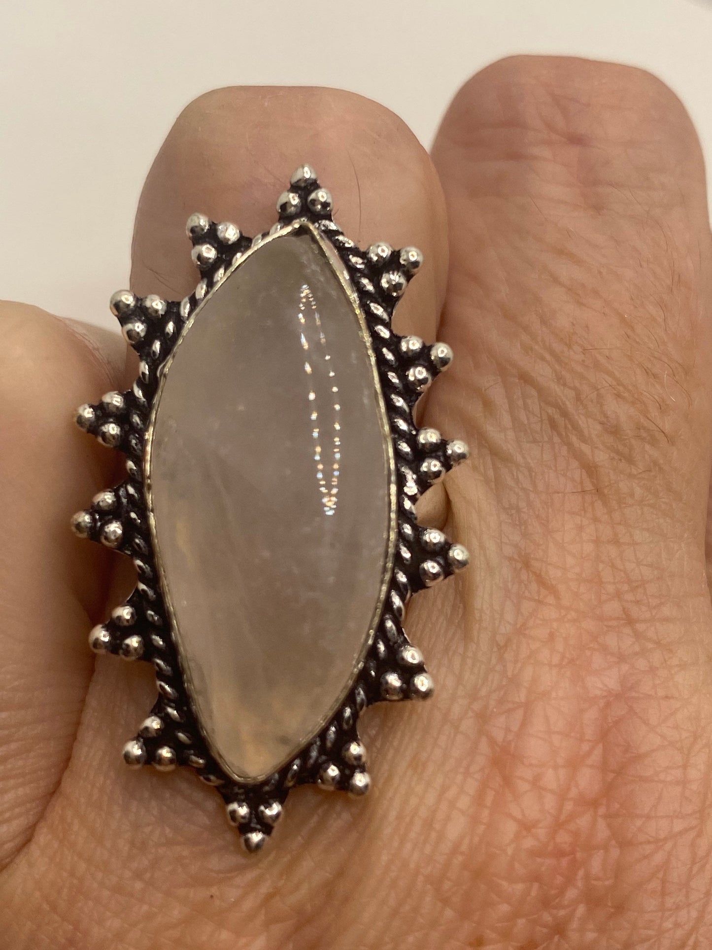 Vintage Genuine Rose Quartz Silver Ring