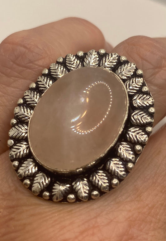 Vintage Genuine Rose Quartz Silver Ring