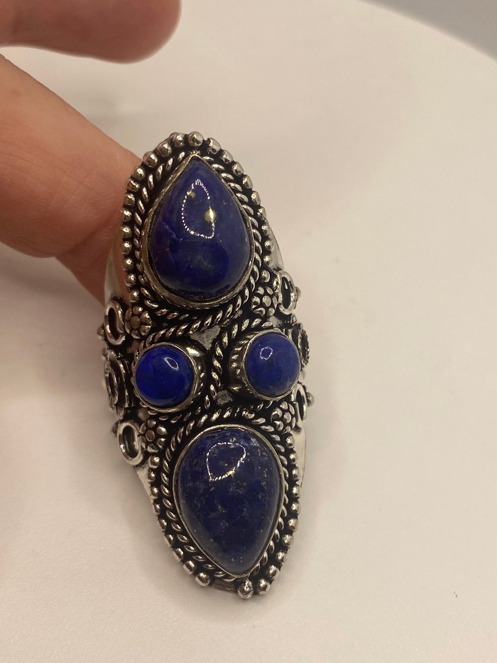 Vintage Blue Genuine Lapis Lazuli Ring Size 8