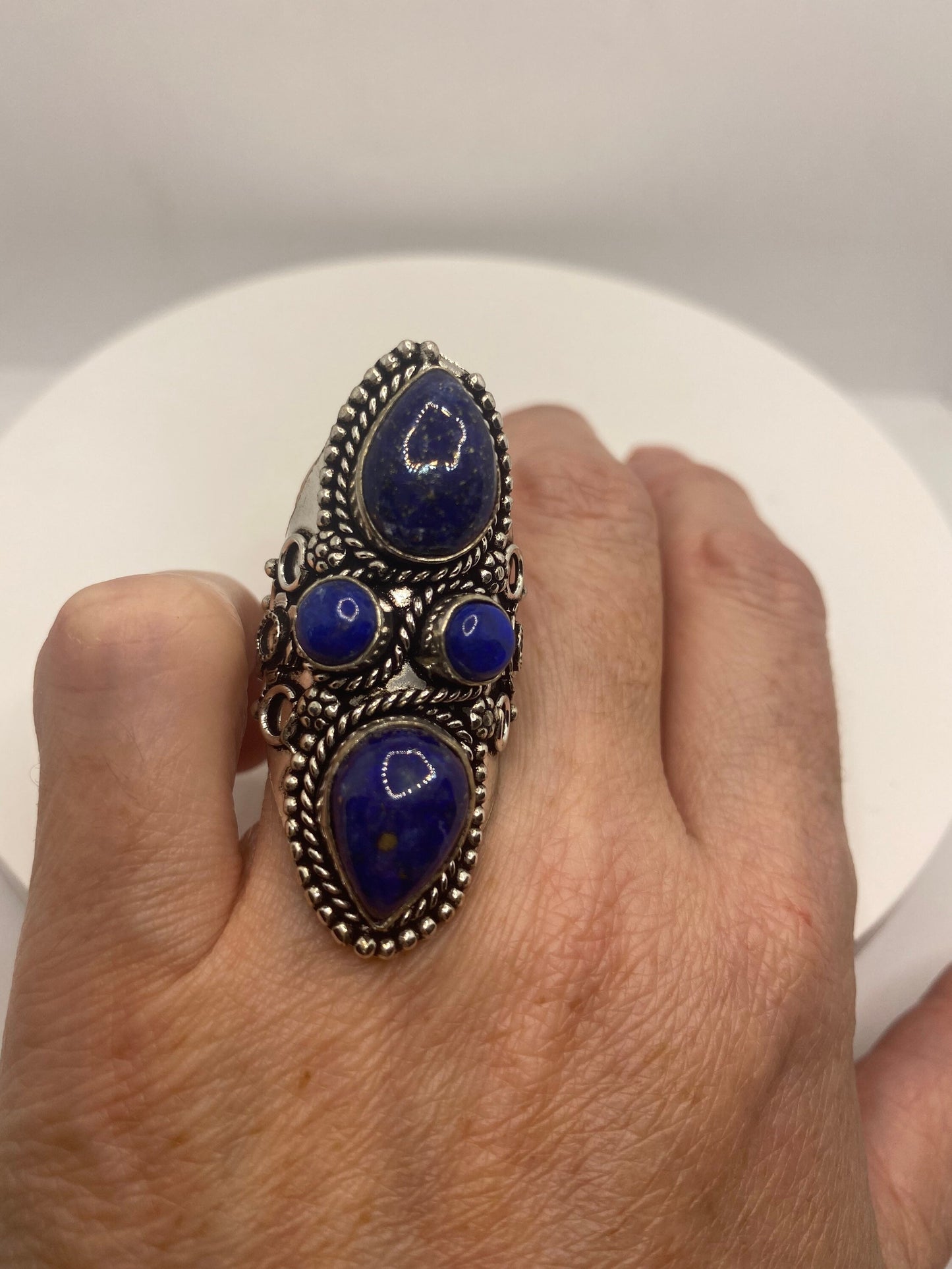 Vintage Blue Genuine Lapis Lazuli Ring Size 8