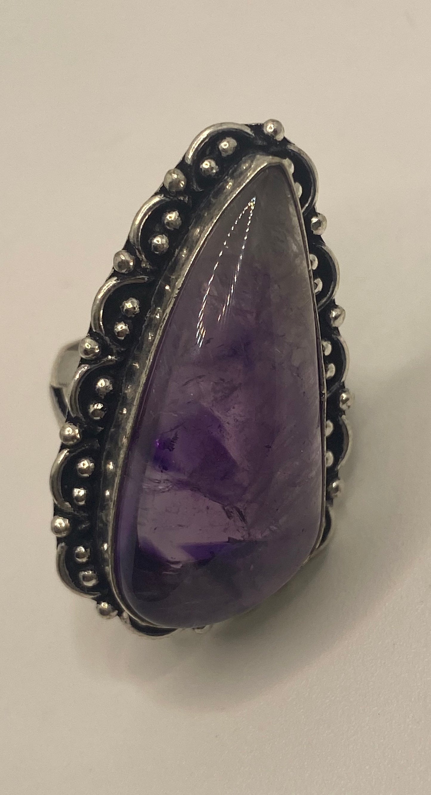 Vintage Purple Amethyst Cocktail Ring Adjustable Statement