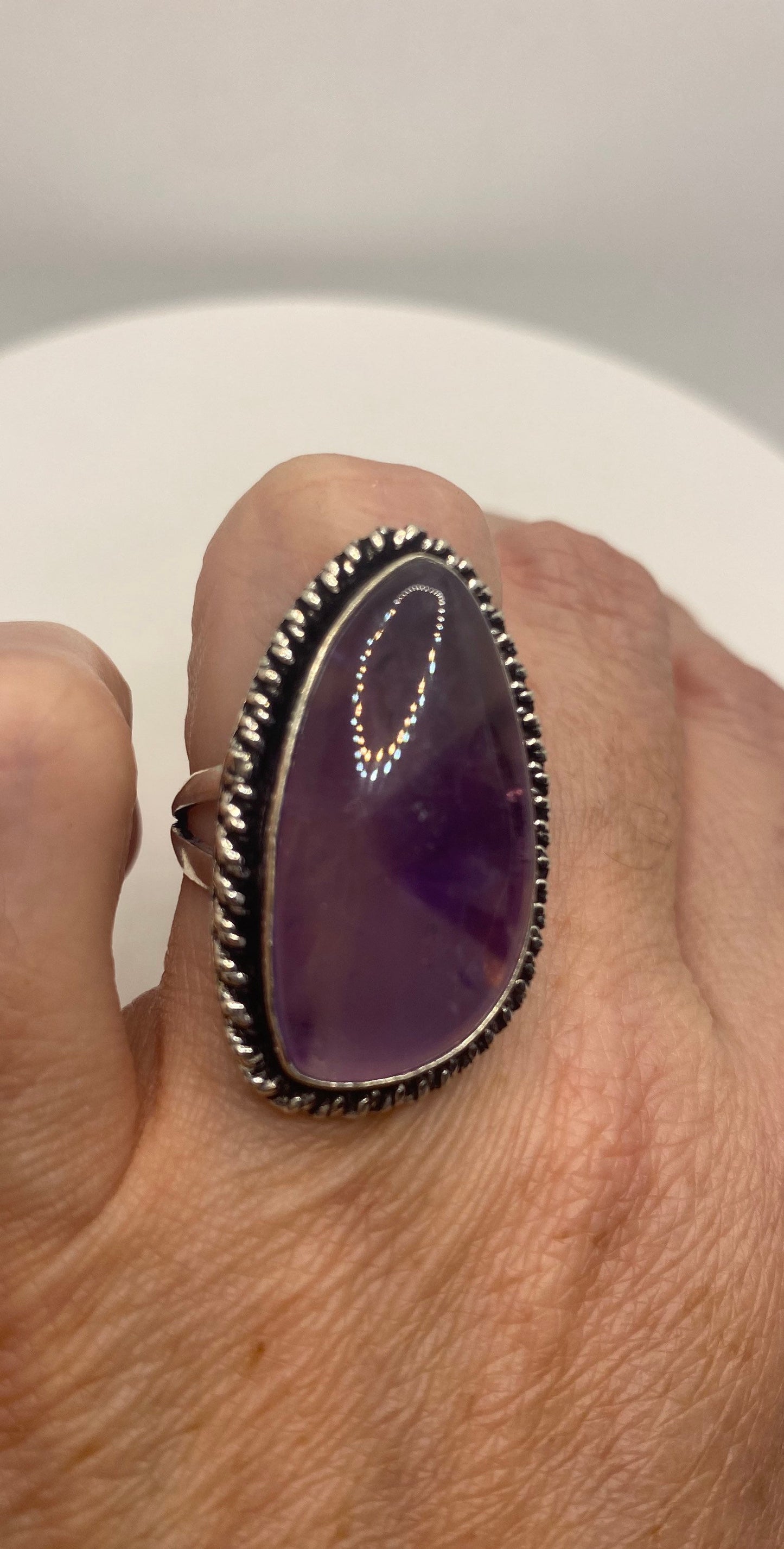 Vintage Purple Amethyst Cocktail Ring Adjustable Statement