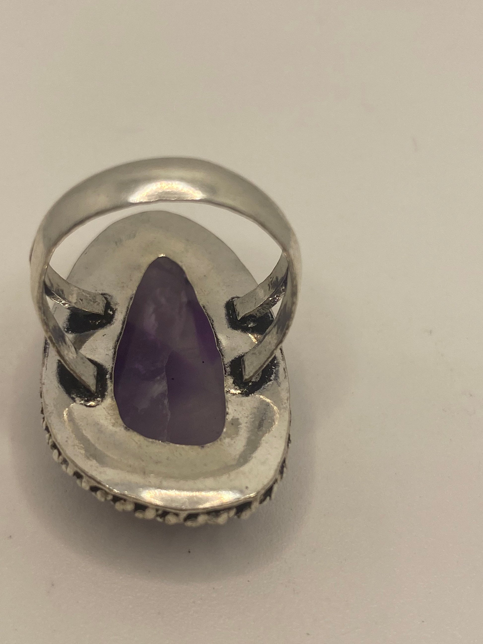 Vintage Purple Amethyst Cocktail Ring Adjustable Statement