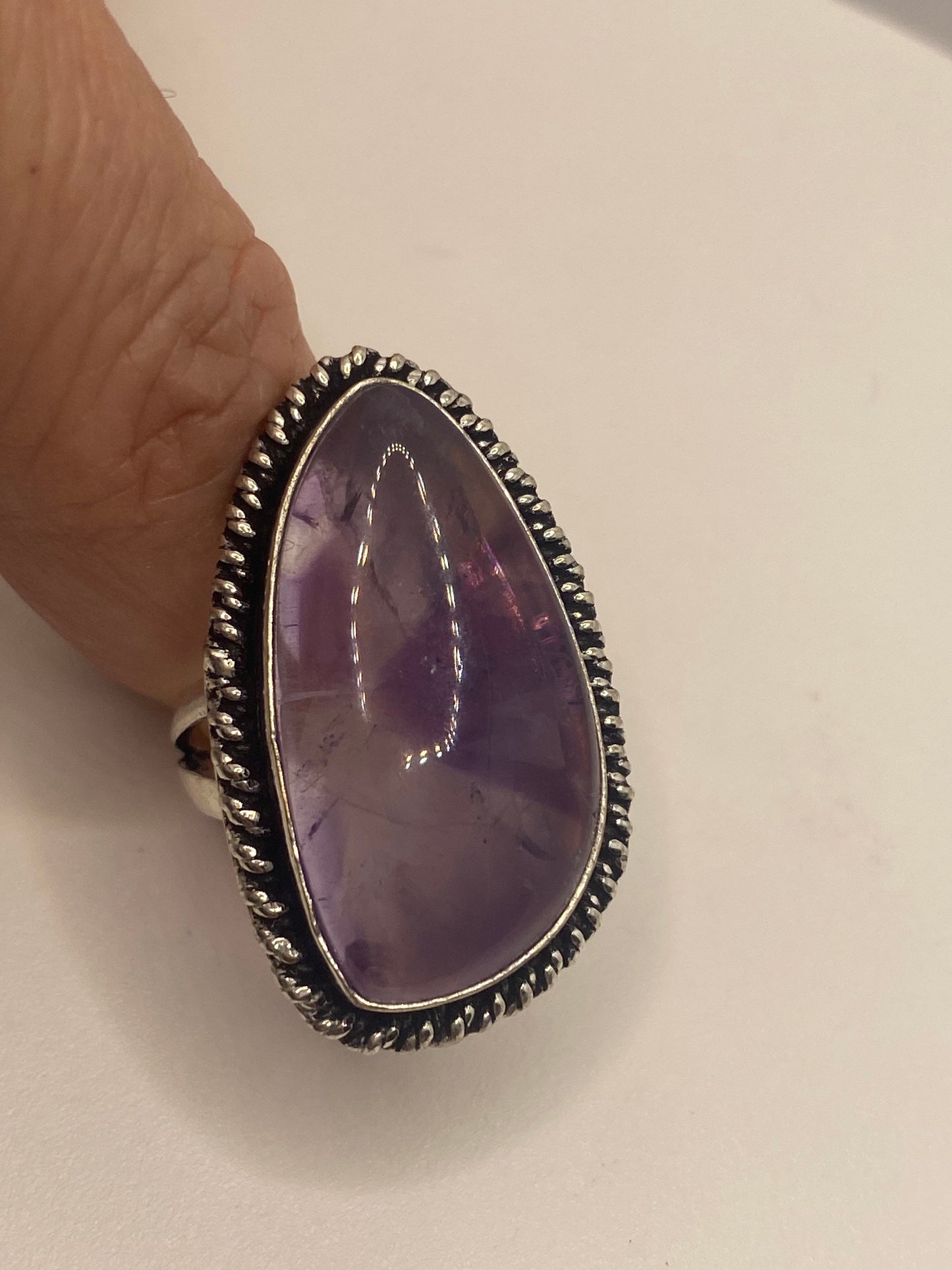 Vintage Purple Amethyst Cocktail Ring Adjustable Statement