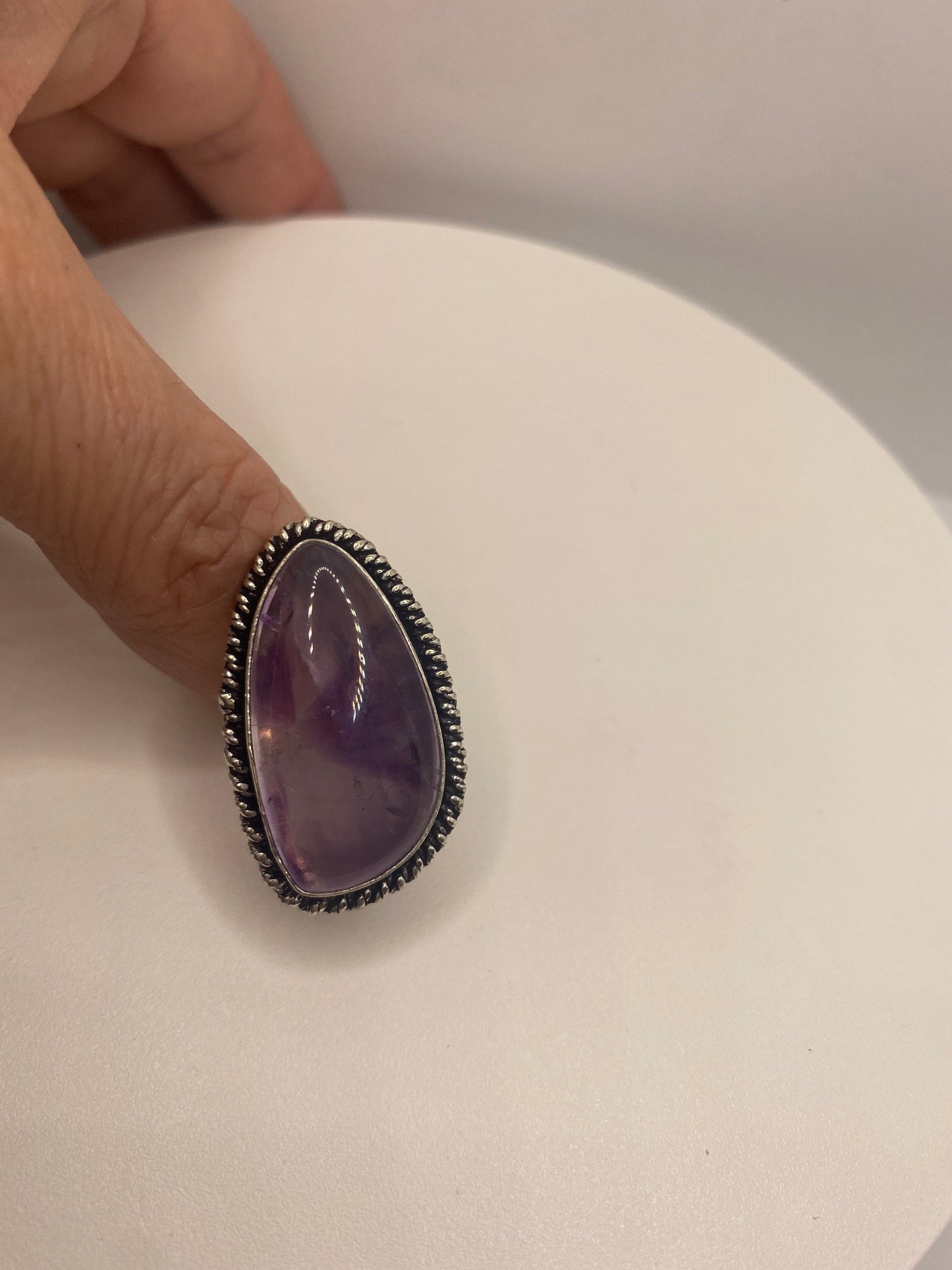 Vintage Purple Amethyst Cocktail Ring Adjustable Statement