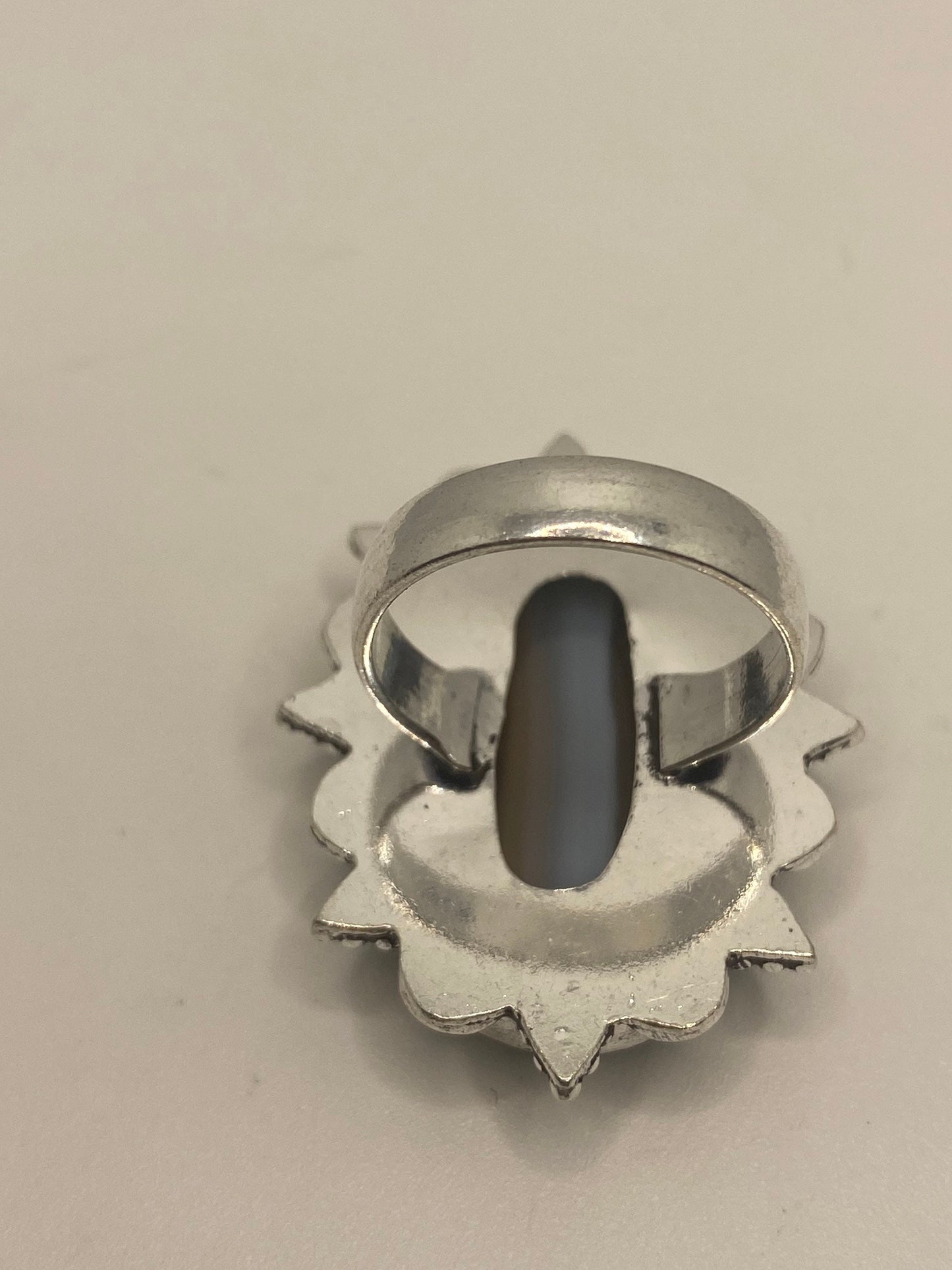 Vintage Black and White Agate Cocktail Ring