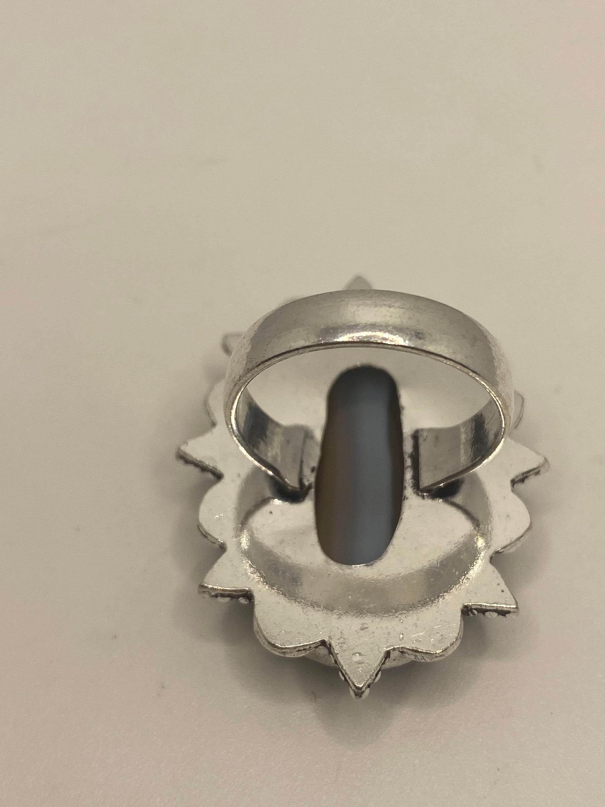 Vintage Black and White Agate Cocktail Ring