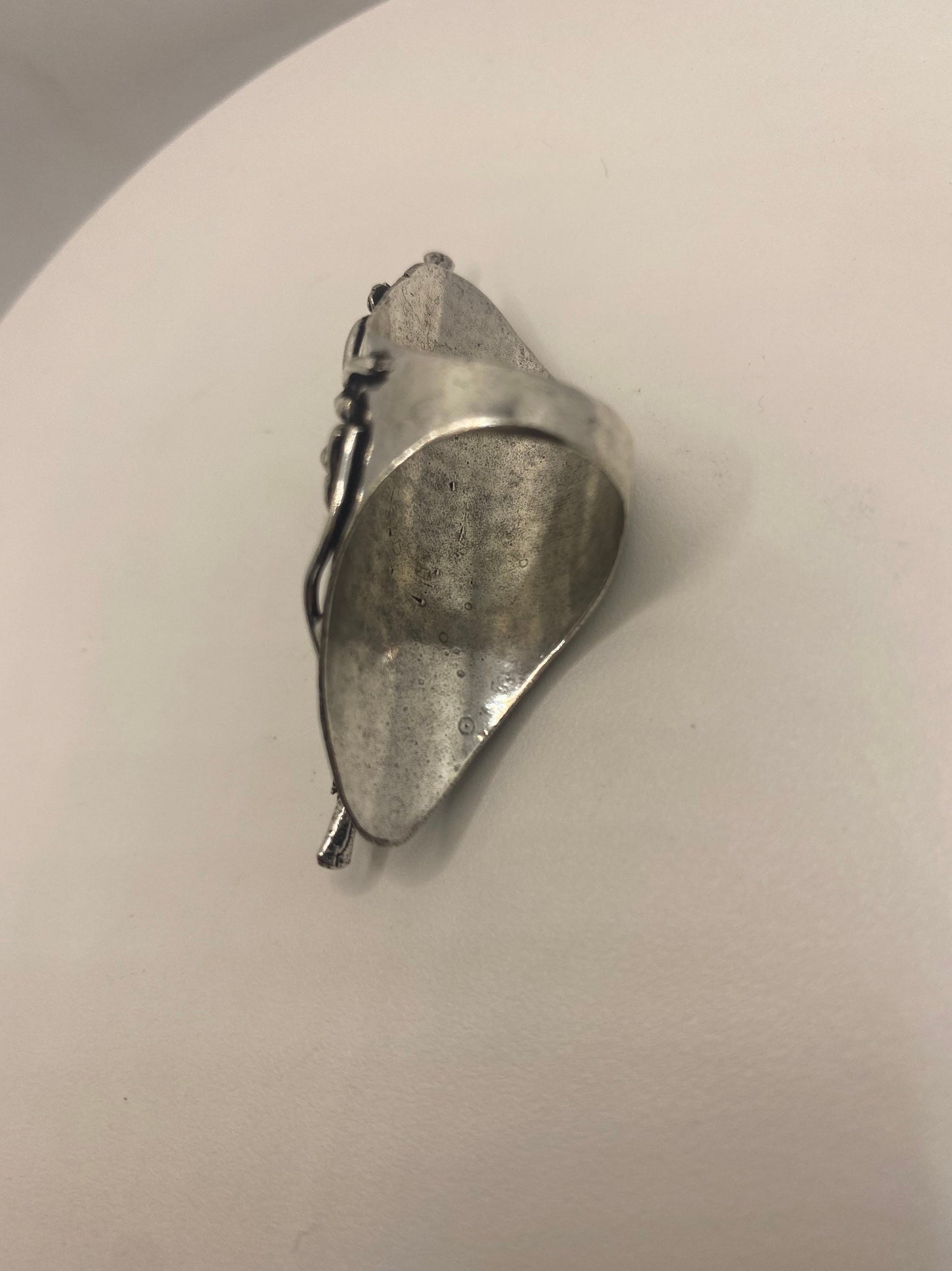 Vintage Purple White Rainbow Moonstone Bird Statement Ring