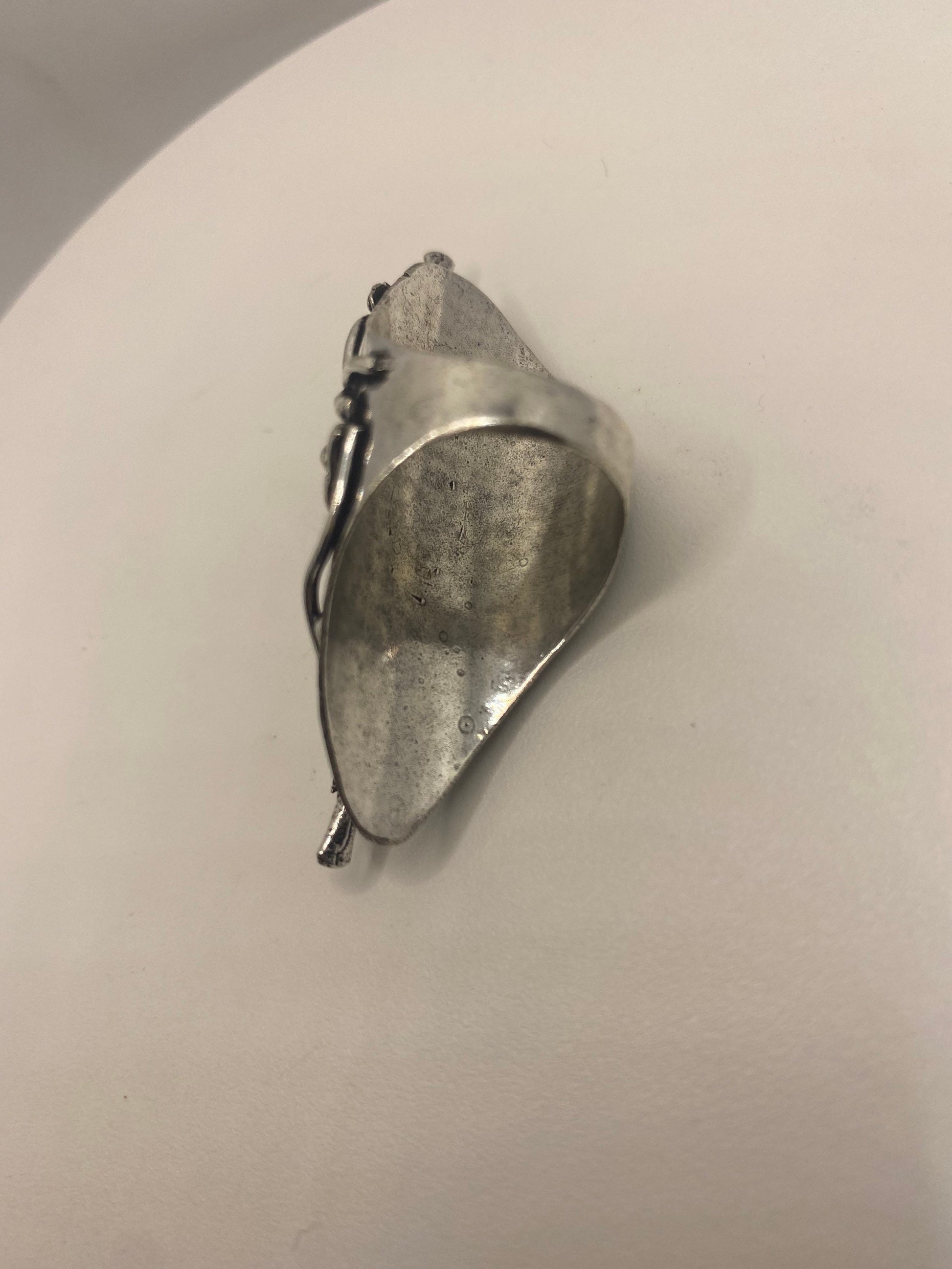 Vintage Purple White Rainbow Moonstone Bird Statement Ring