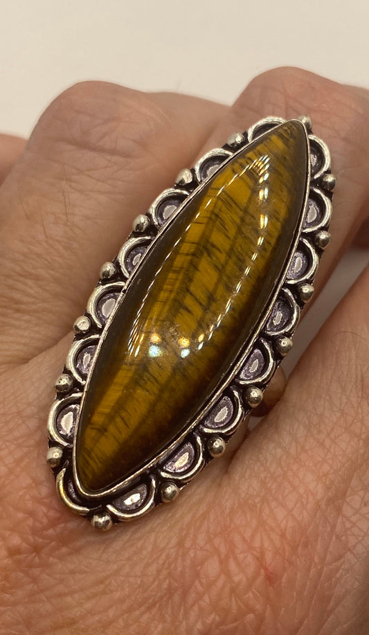 Vintage Tigers Eye Stone Silver Ring