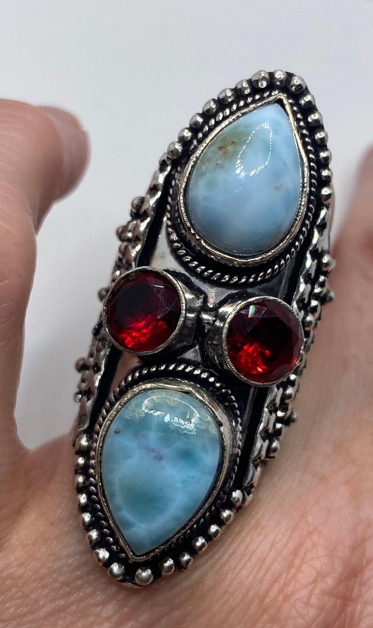 Vintage Blue Larimar Silver Ring