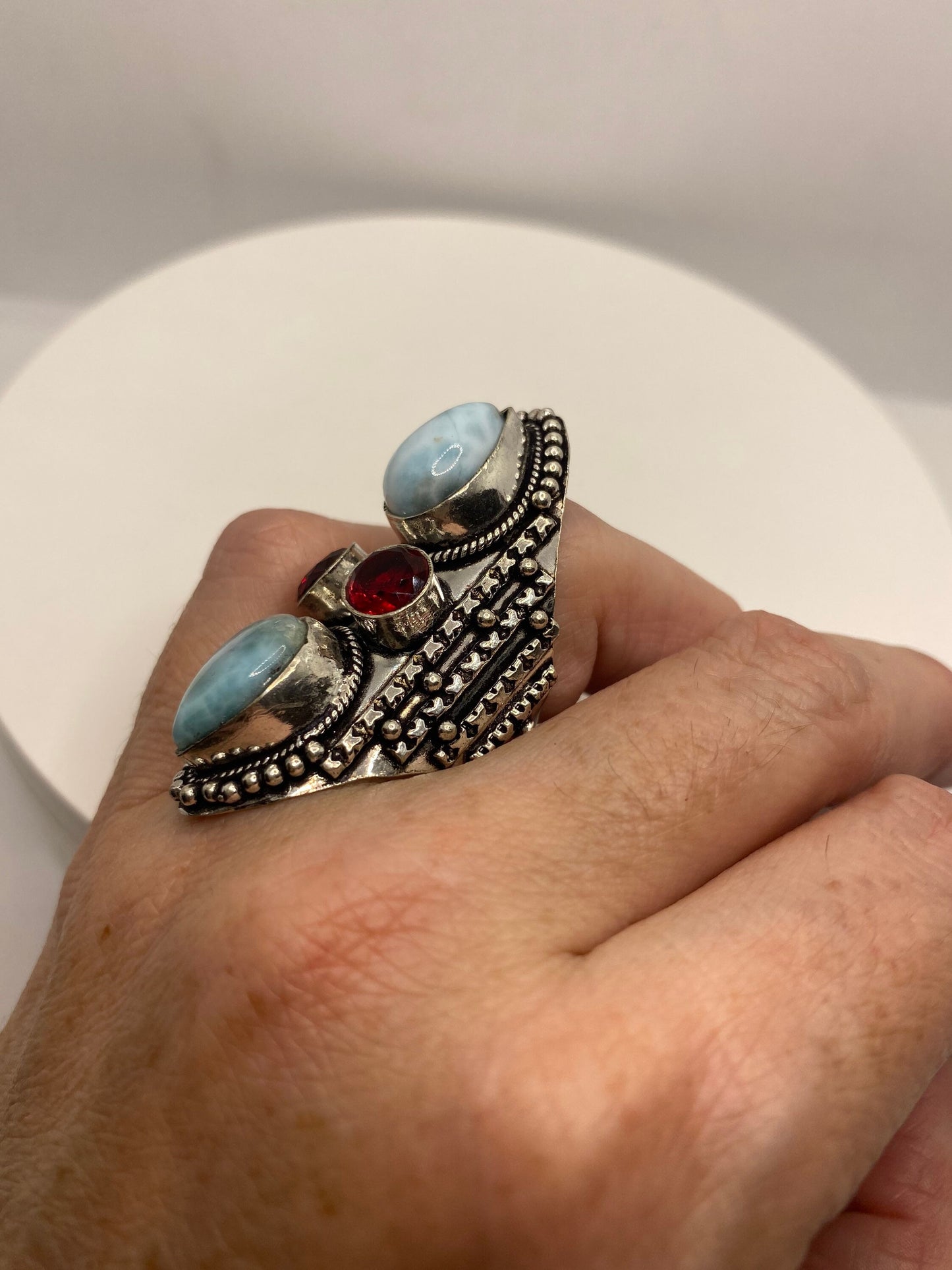 Vintage Blue Larimar Silver Ring