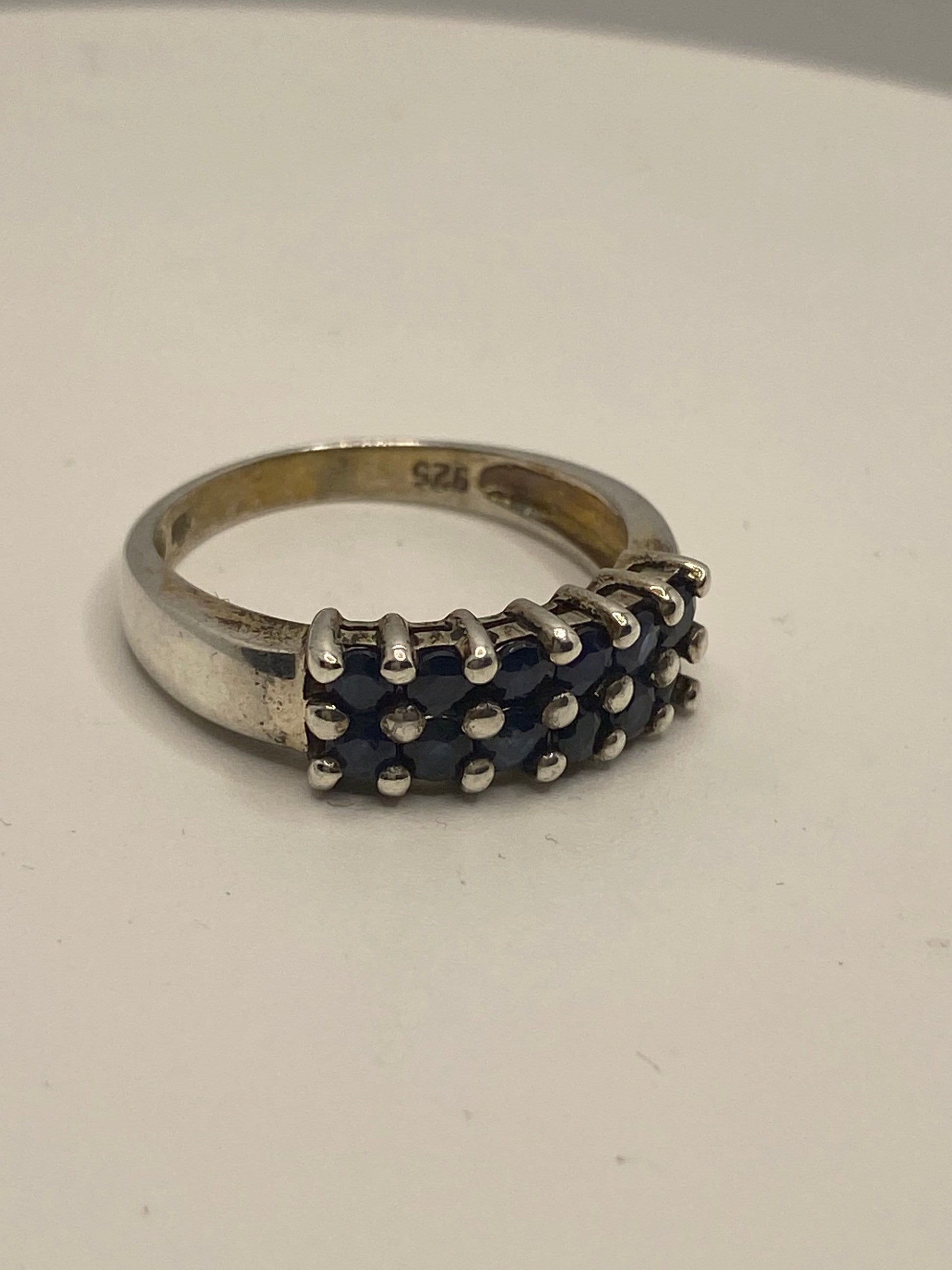 Vintage Blue Sapphire 925 Sterling Silver Gothic Cocktail Ring