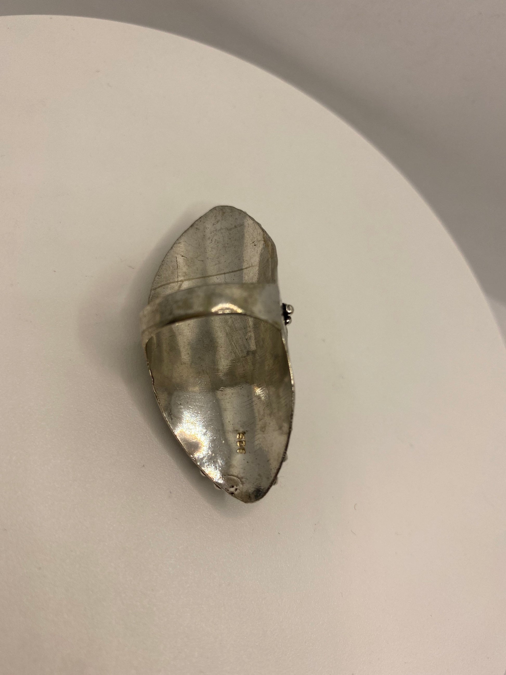 Vintage Raw Green Emerald White Bronze Silver Cocktail Ring Size 7